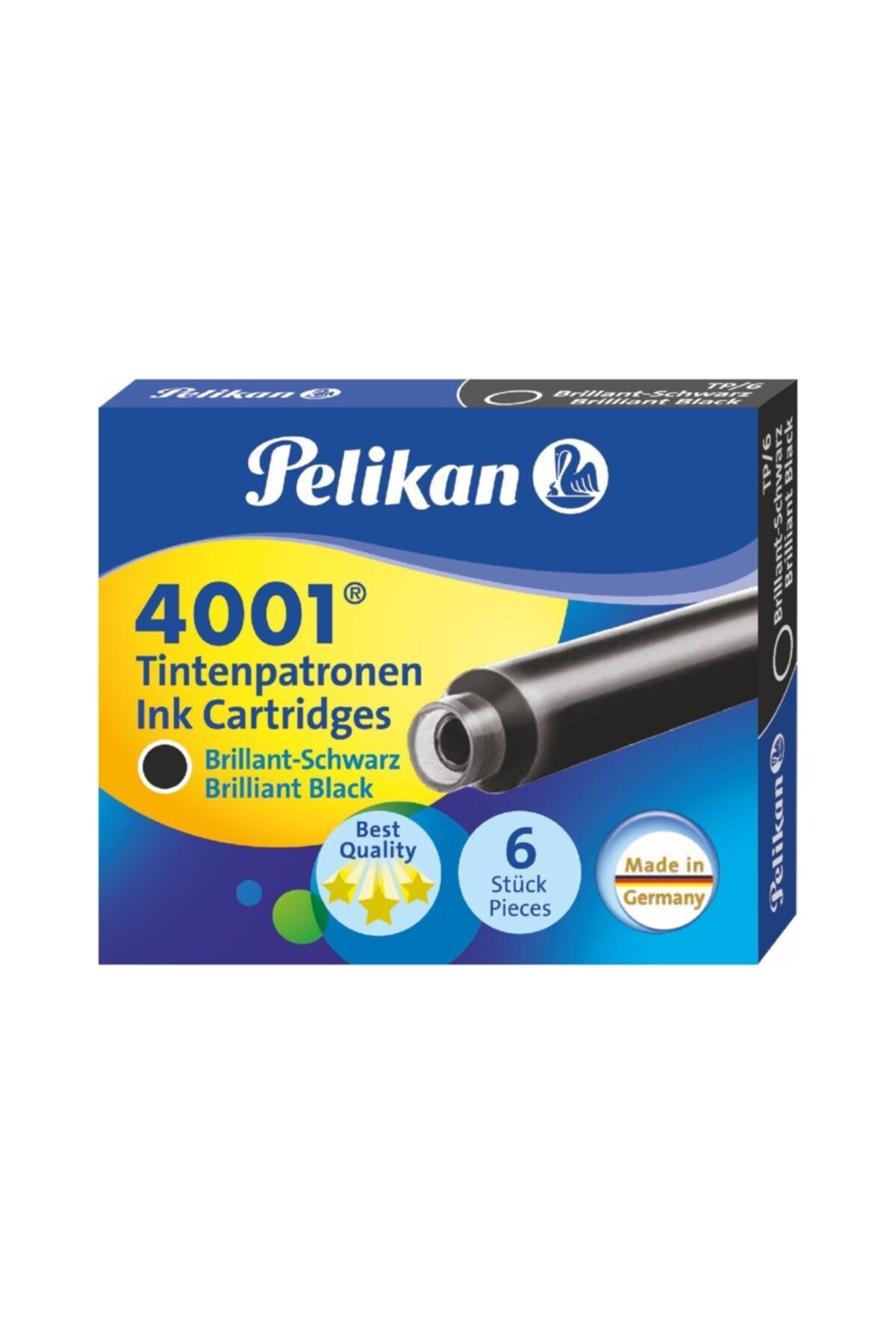 Pelikan 4001 Dolmakalem Kartuşu 6 Adet Siyah