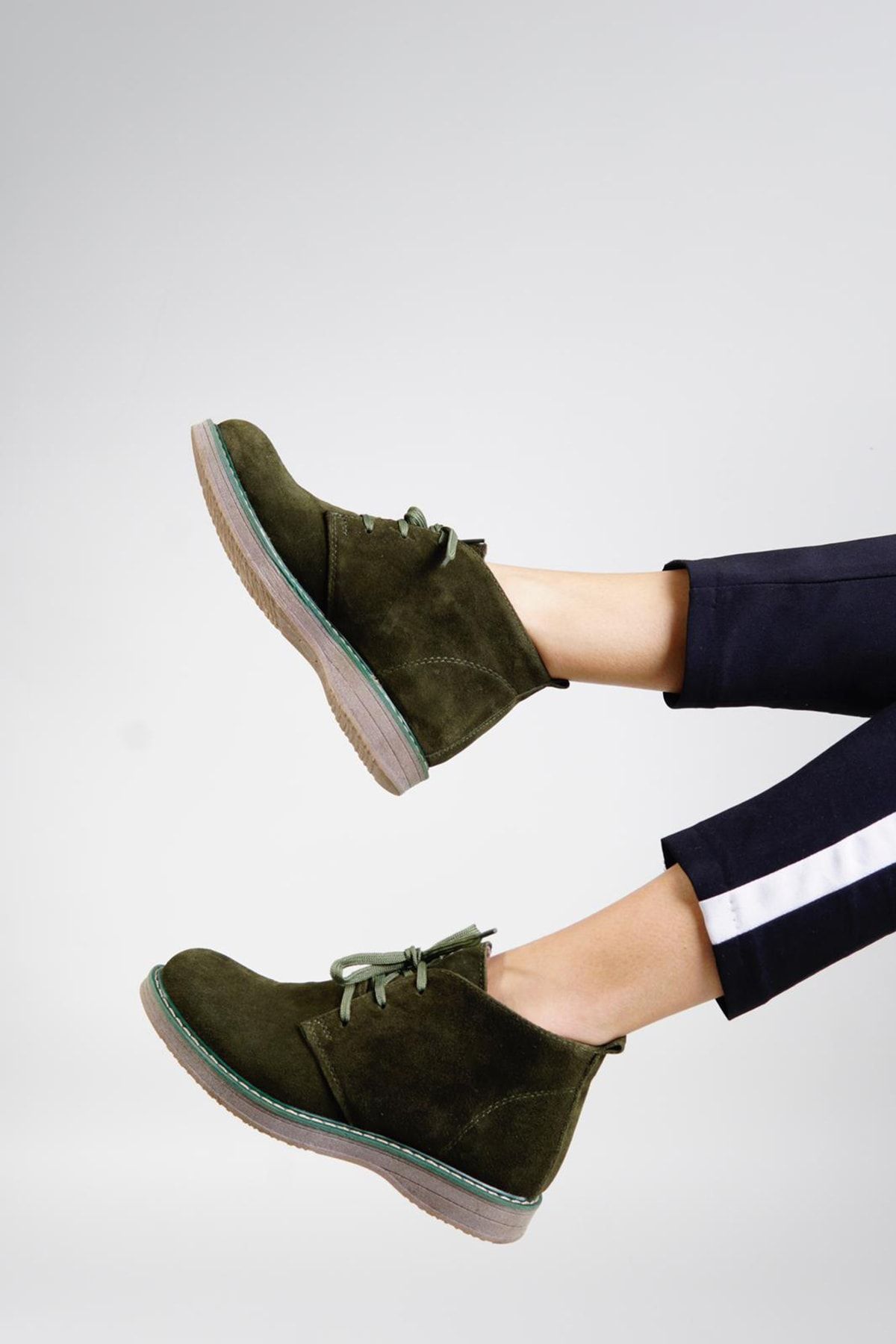 Mida Shoes Hakiki Deri Haki Süet Bağcıklı Bot
