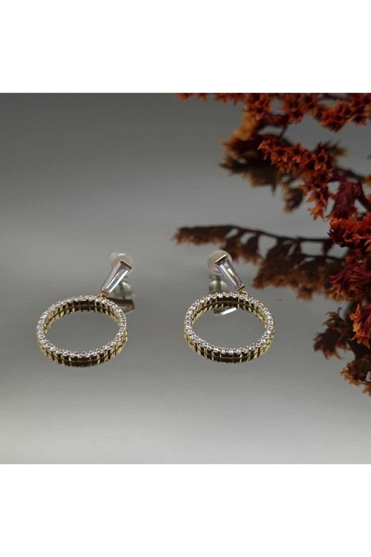 Grande Store Zirkon Taşlı Çember Gold Küpe