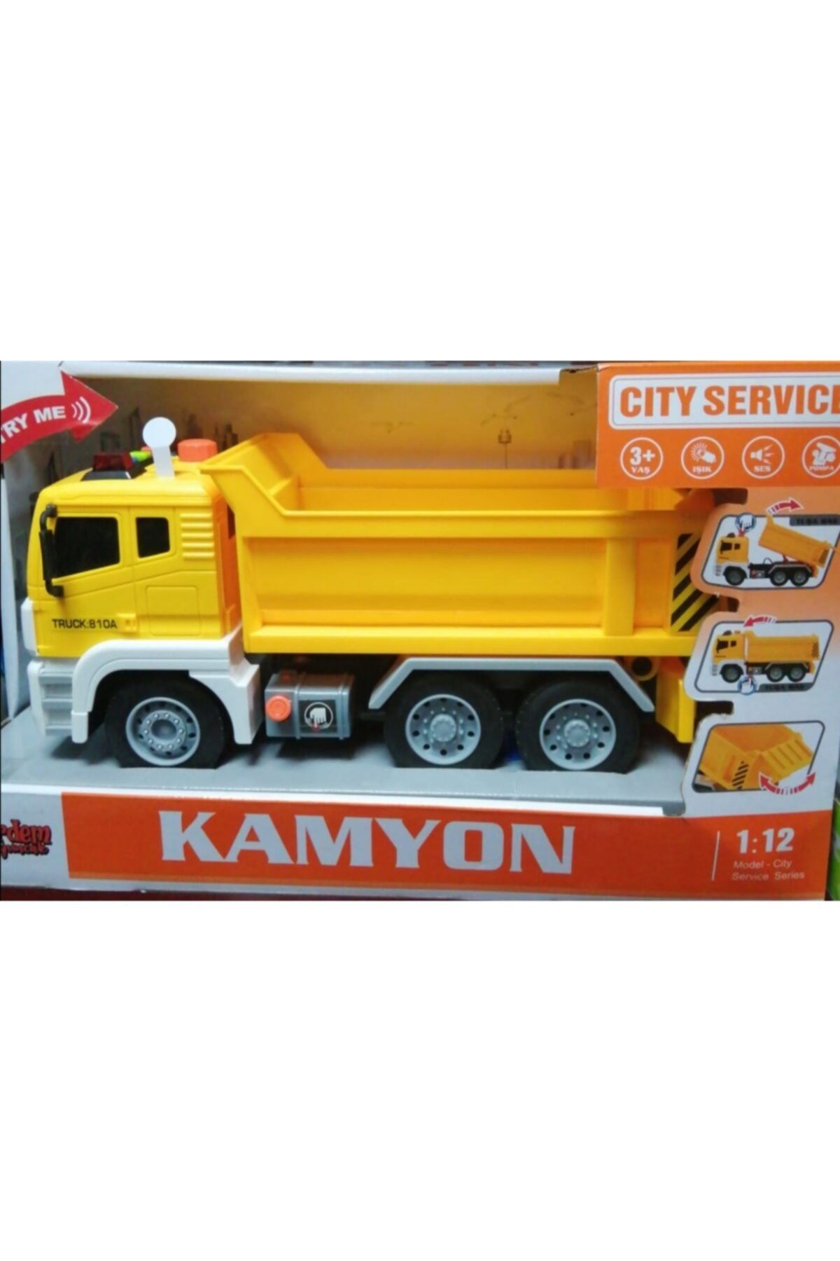 YM Toys Sürtmeli Sesli Işıklı Damperli Kamyon Sarı