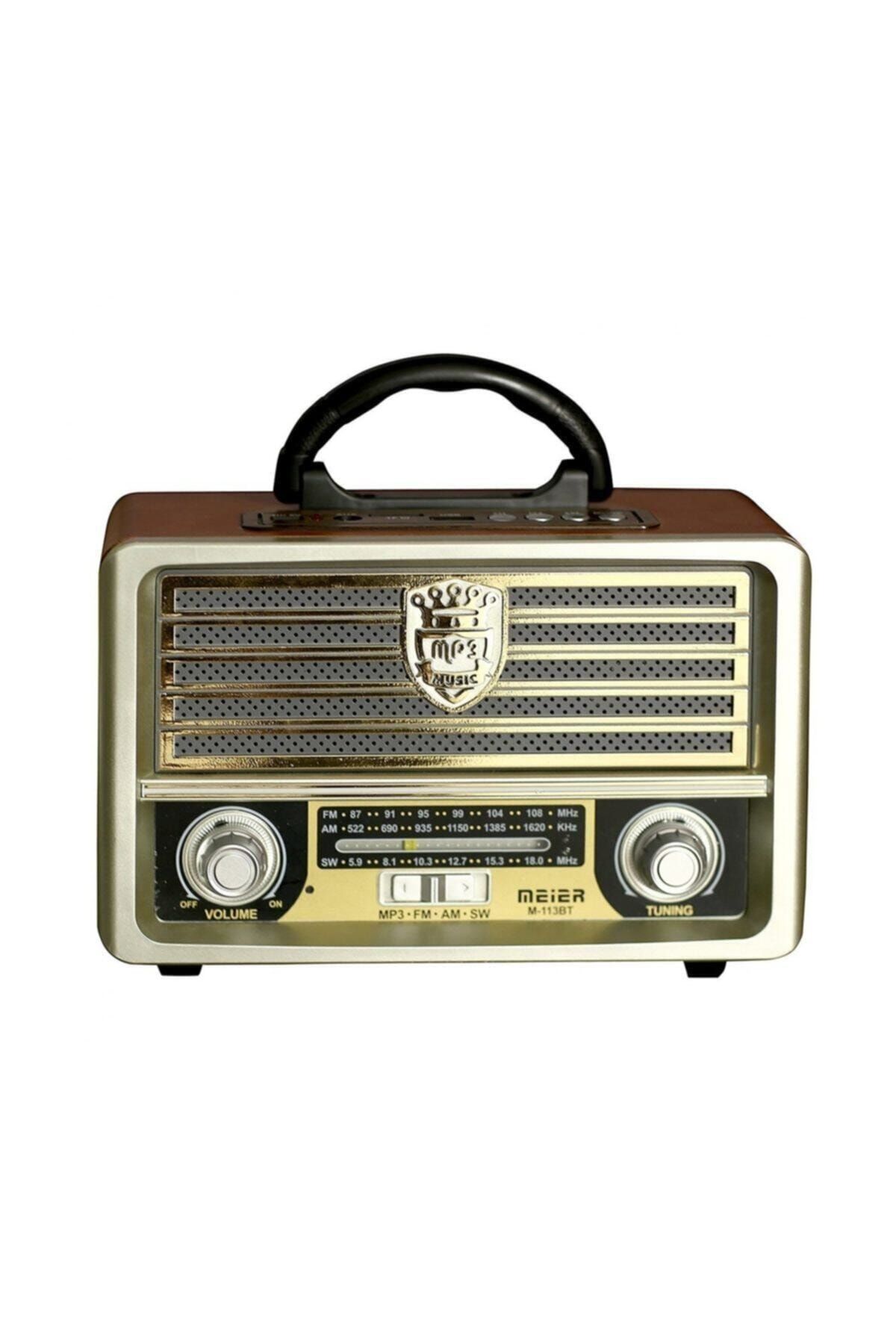 MBTEKNOLOJİM Meier M-113bt Açık Gold Renk Nostaljik Radyo Ahşap Görünümlü
