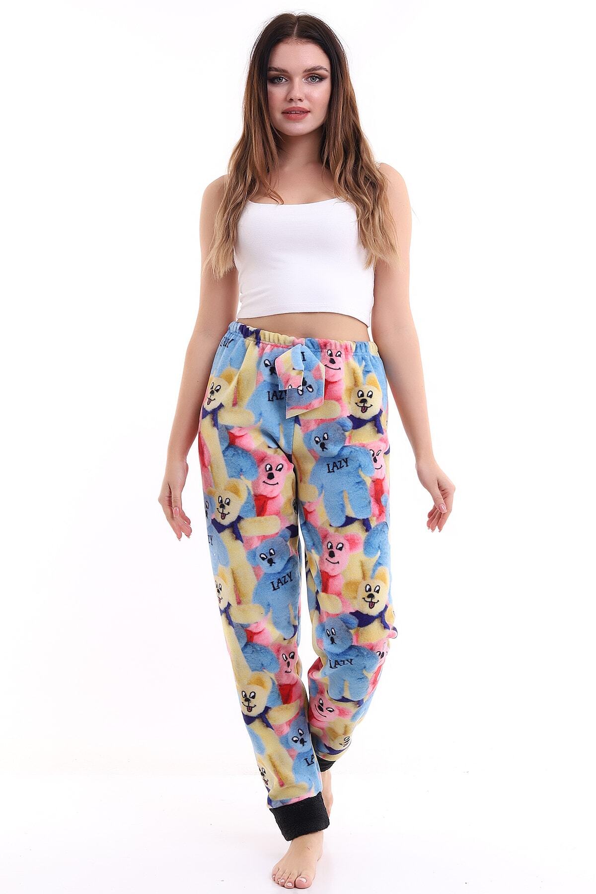 Golden Box Ayı Desenli Peluş Pijama Altı