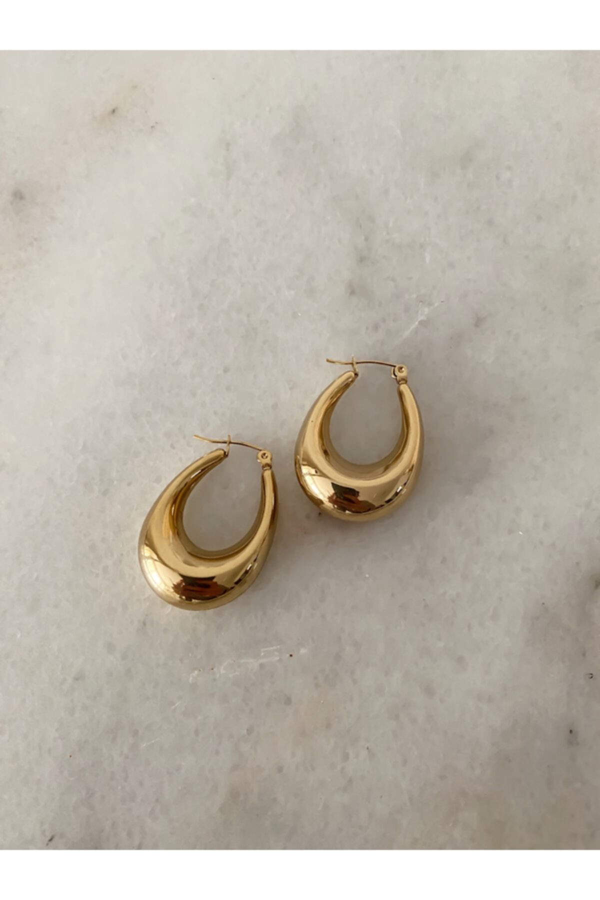 Lucky Designs Çelik Oval Vintage Bombeli Halka Küpe