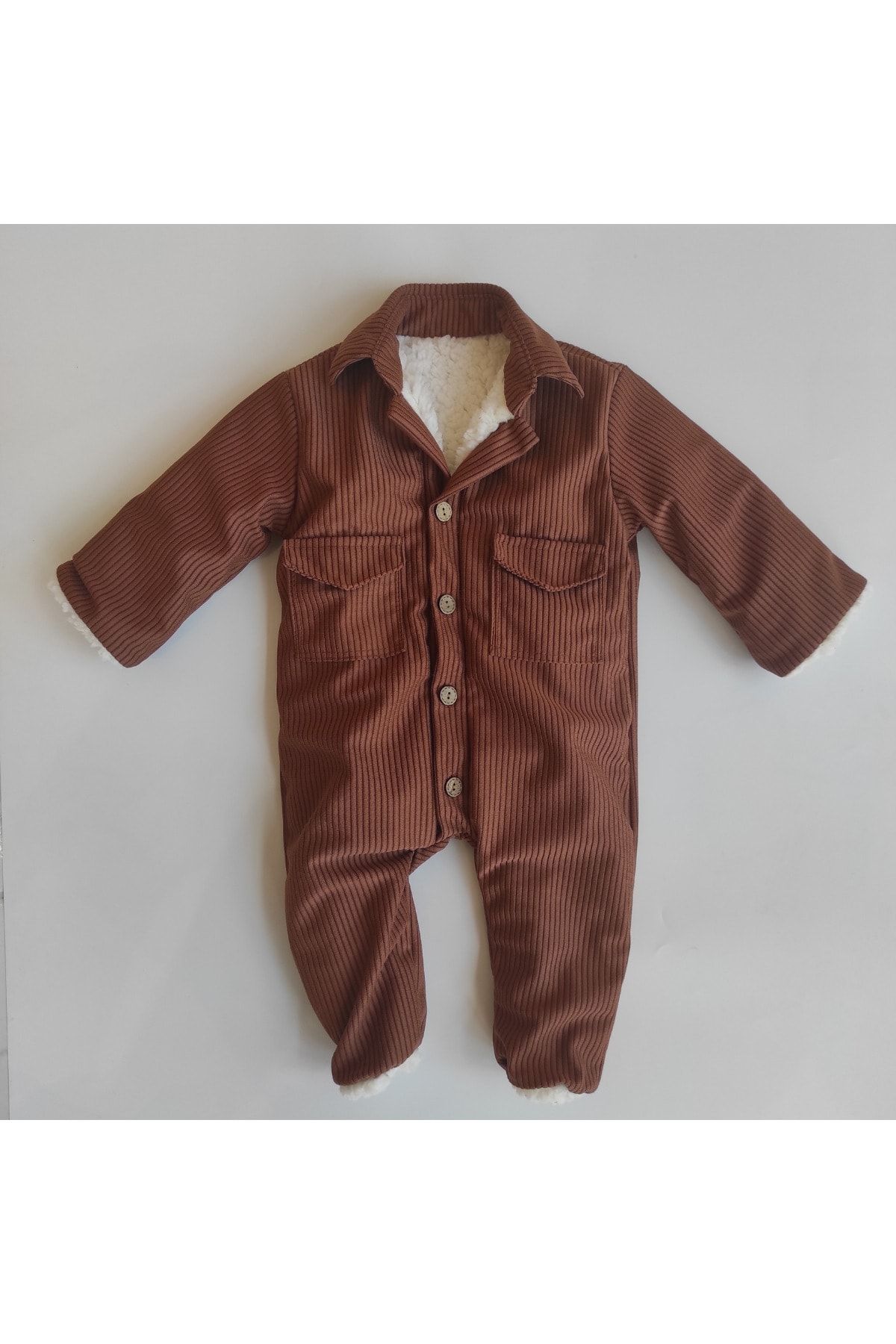 ALİSYUM Gömlek Modelli Yünlü Bebek Tulum