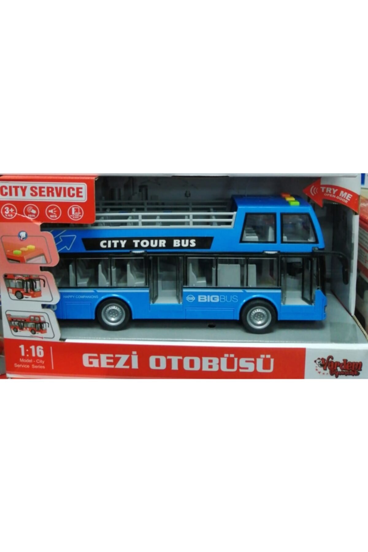 YM Toys Sürtmeli Sesli Işıklı Gezi Otobüsü Mavi