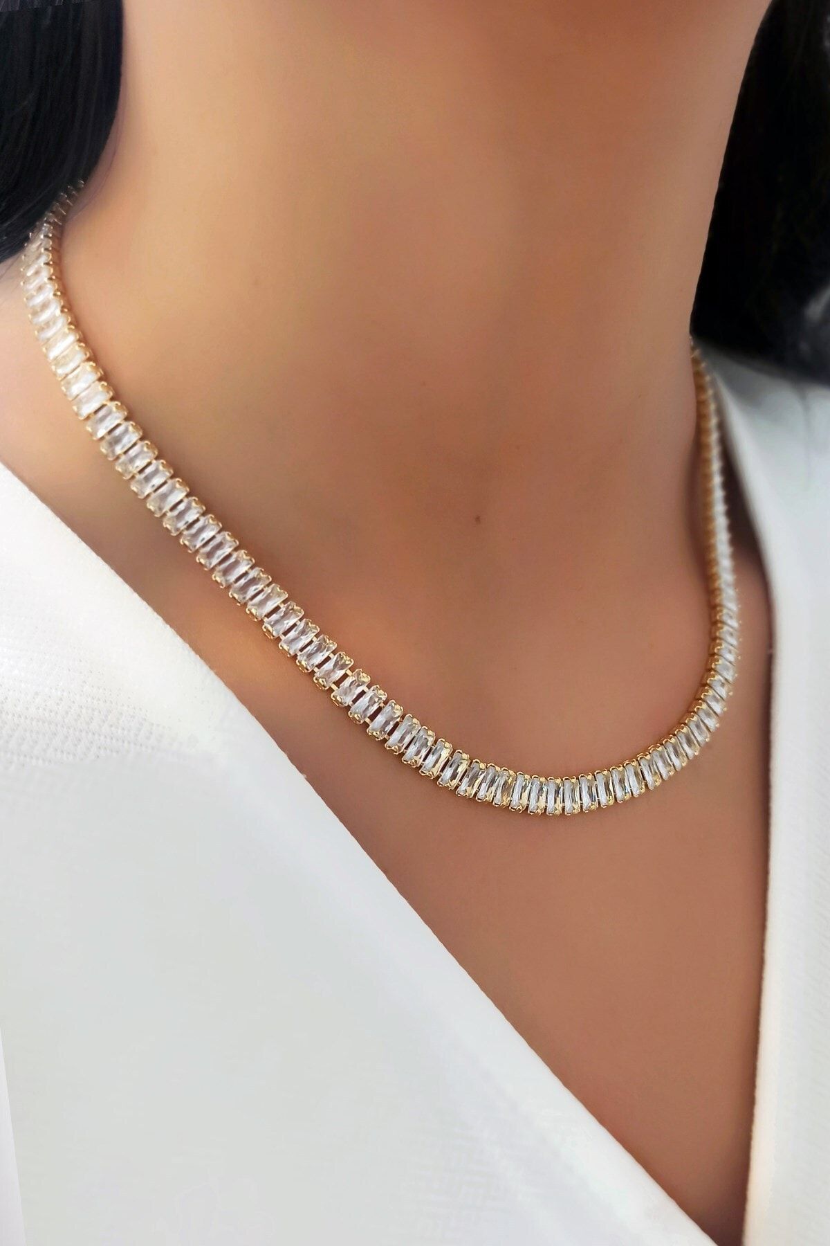 Çlk Accessories Çelik Baget Taşlı Su Yolu Çelik Kolye Trkolye5812 B38003
