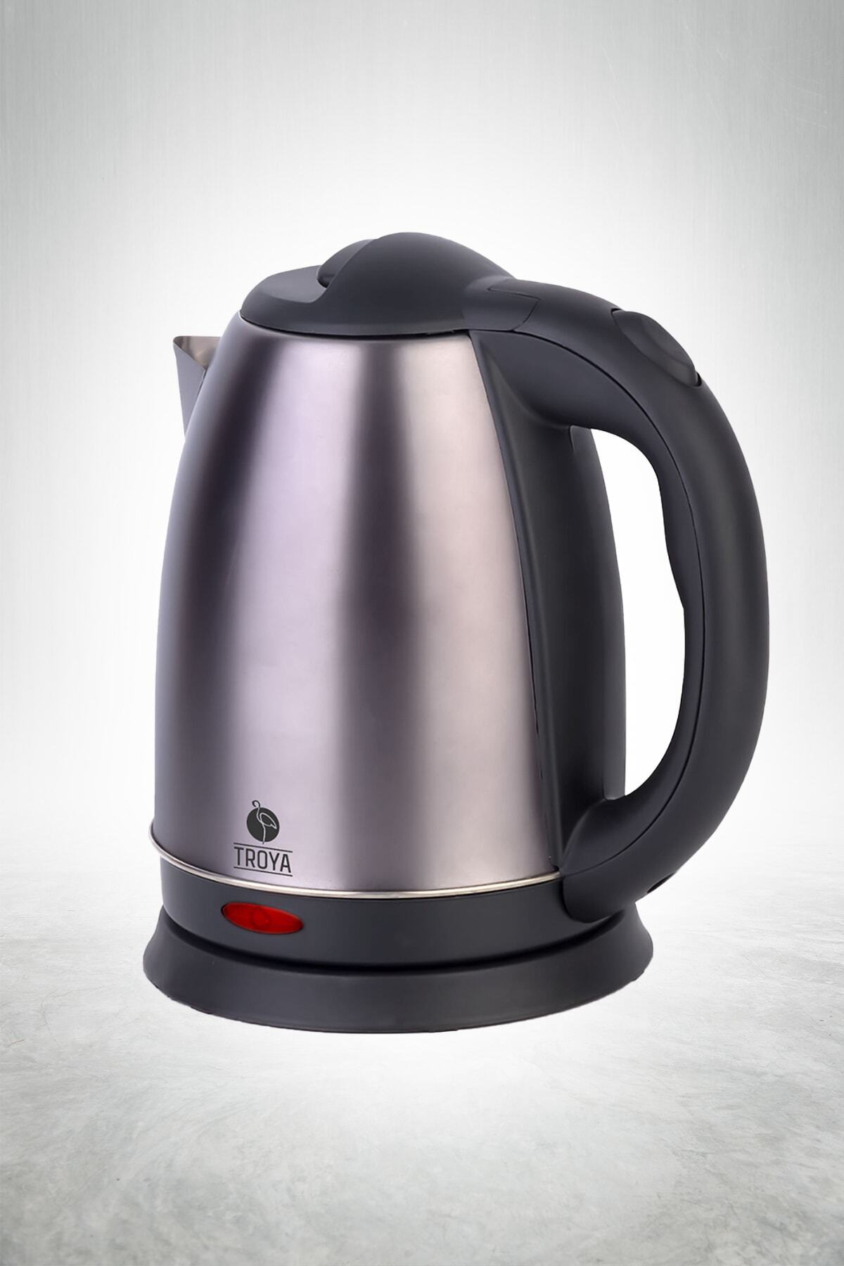 TROYA Renkli Inox Su Isıtıcı Kettle Kapalı Rezistans Çelik Dark