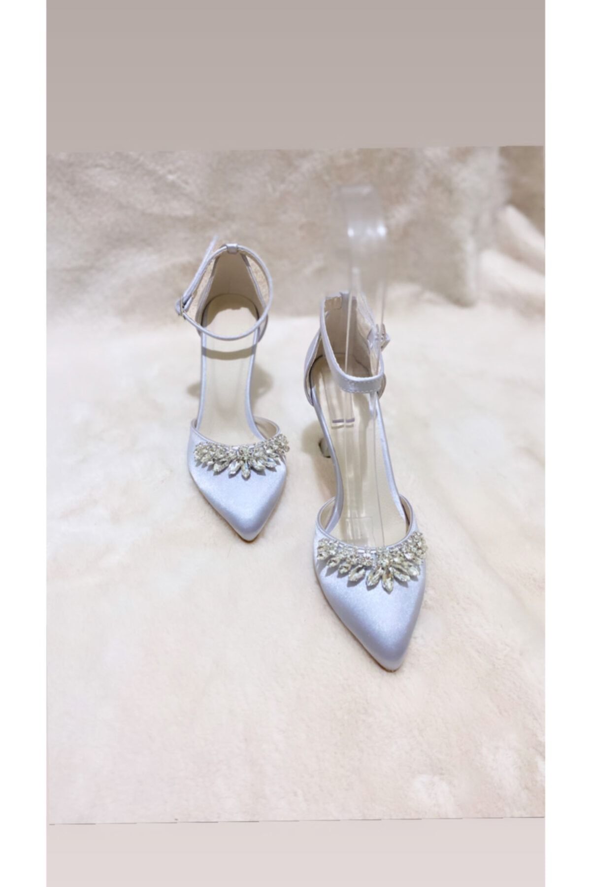 LADİESHOE Ls Taşlı Kadın Ayakkabı Gümüş