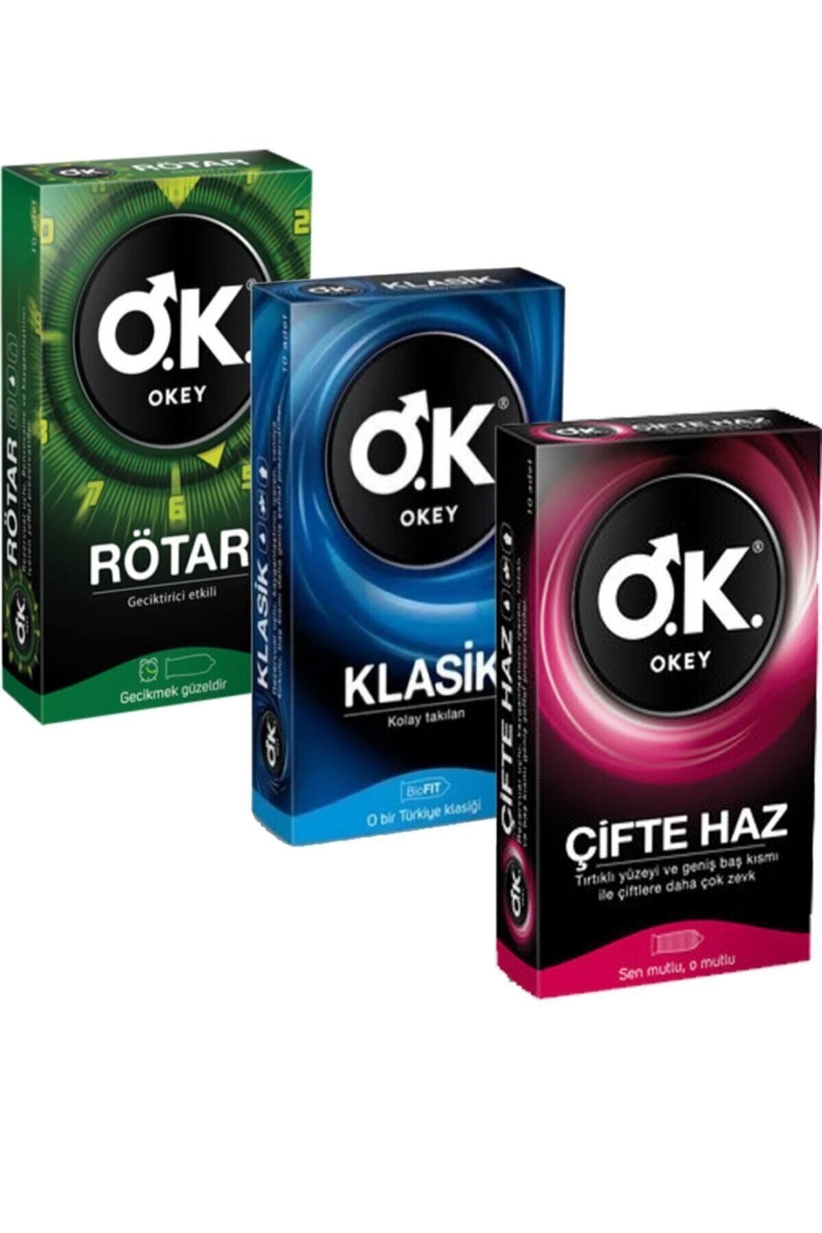 O.K. Rötar 10'lu + Okey Klasik 10'lu + Okey Çifte Haz 10'lu 3'lü Set