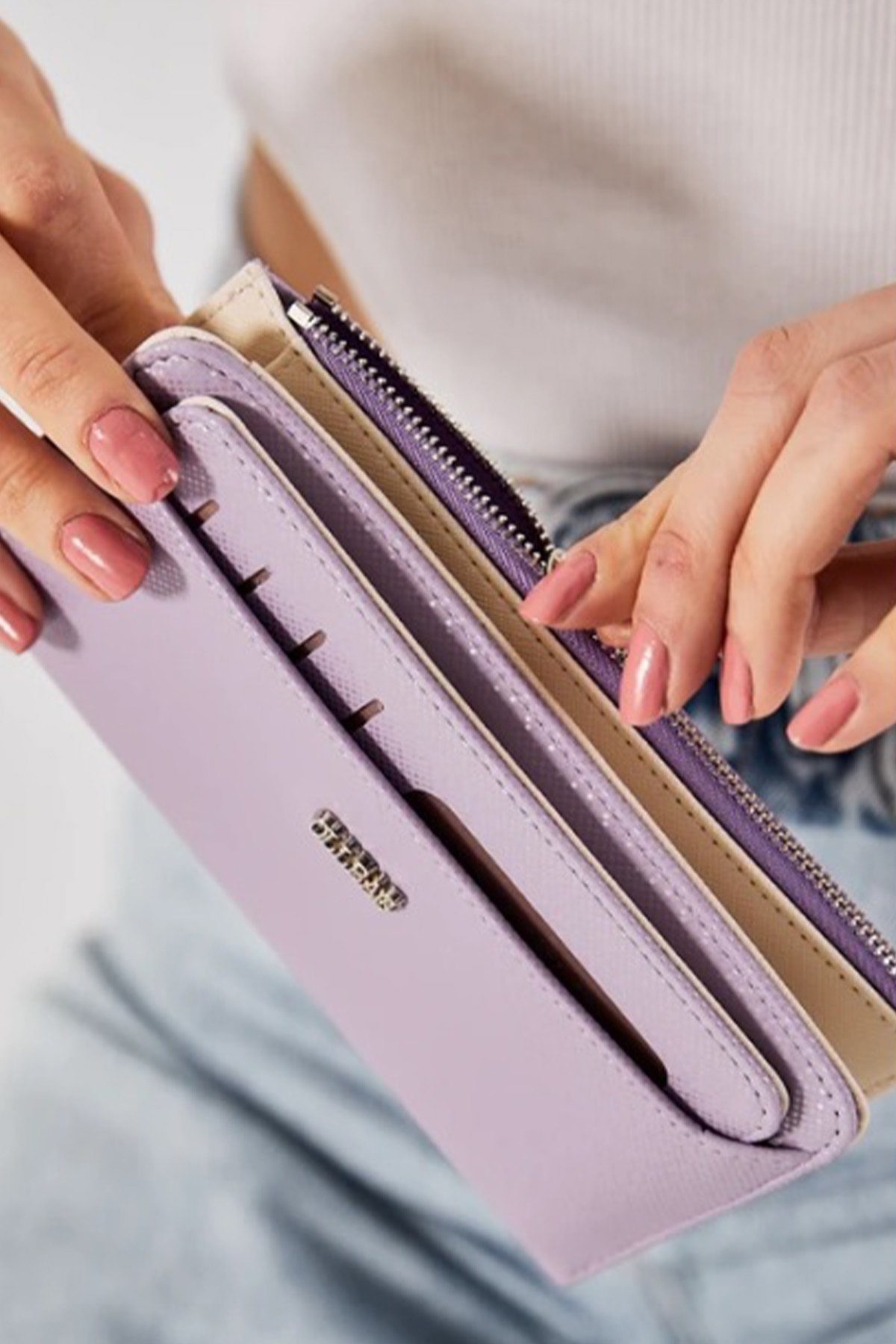 Hmt Cüzdan Kadın Lila Çıkarılabilen Kart Bölmeli Tokalı Cüzdan