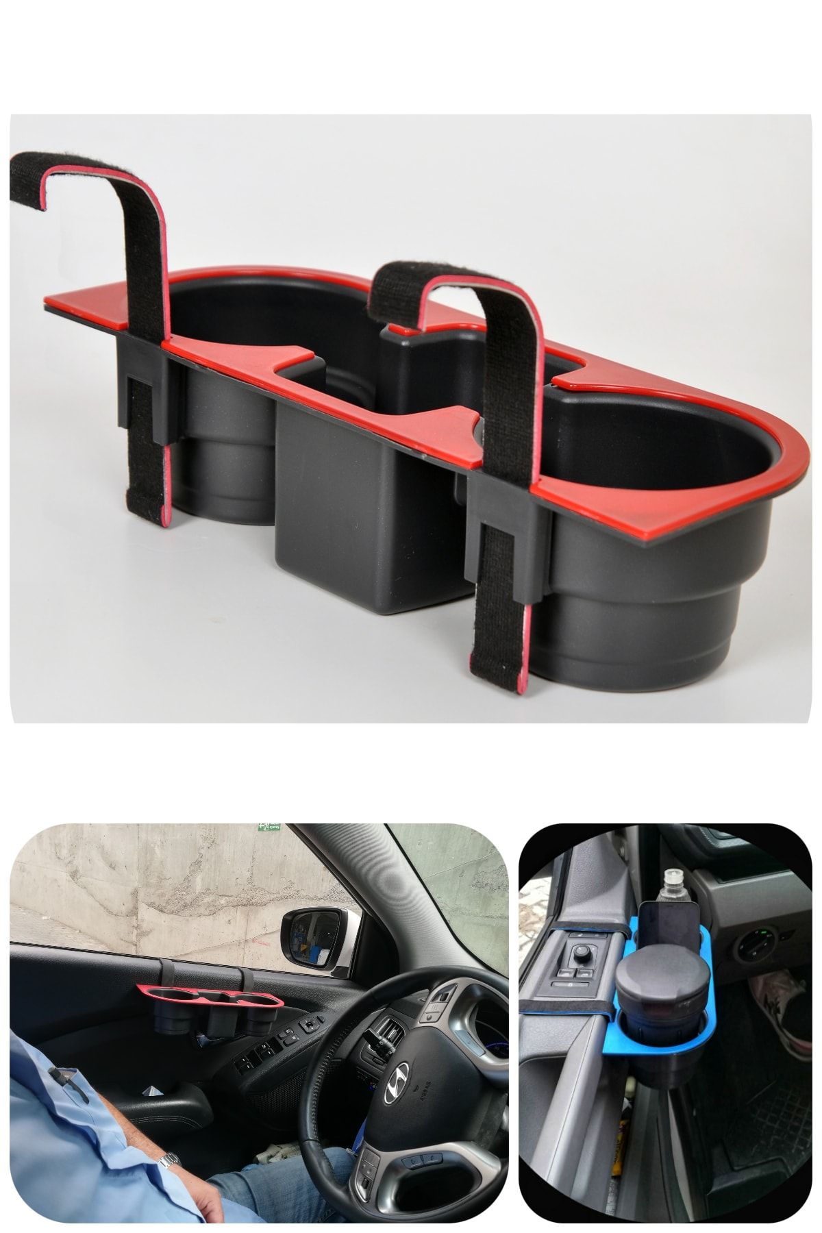 H&R PLASTİK Araç Içi Bardaklık Organizer Bardak Tutucu Kırmızı Renk Seçeneği (MAGAZADA 6 RENK SEÇENEGİ)