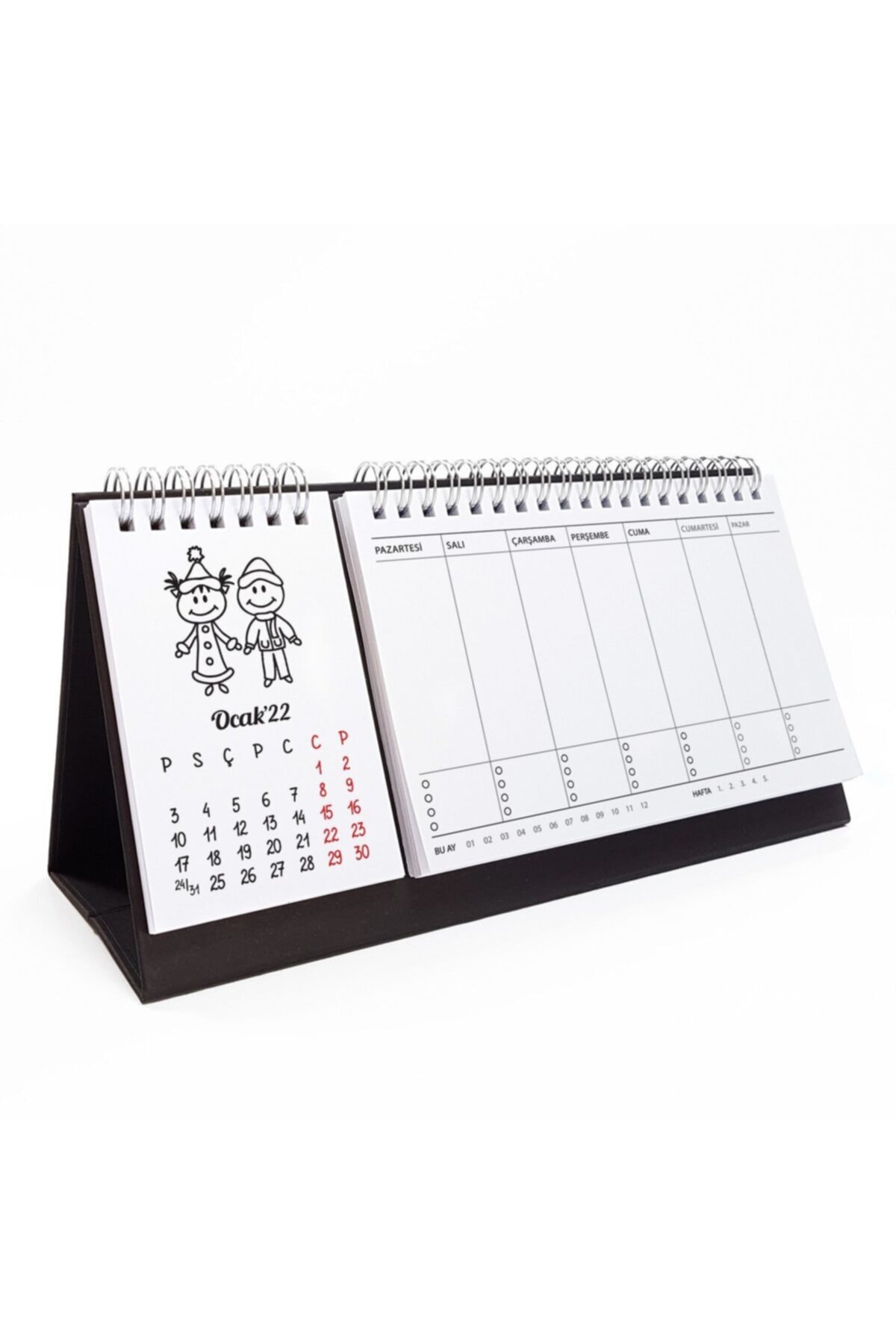 bi'aldım Haftalık Planlamalı 2022 Takvim Mevsim Çoçuklar Siyah