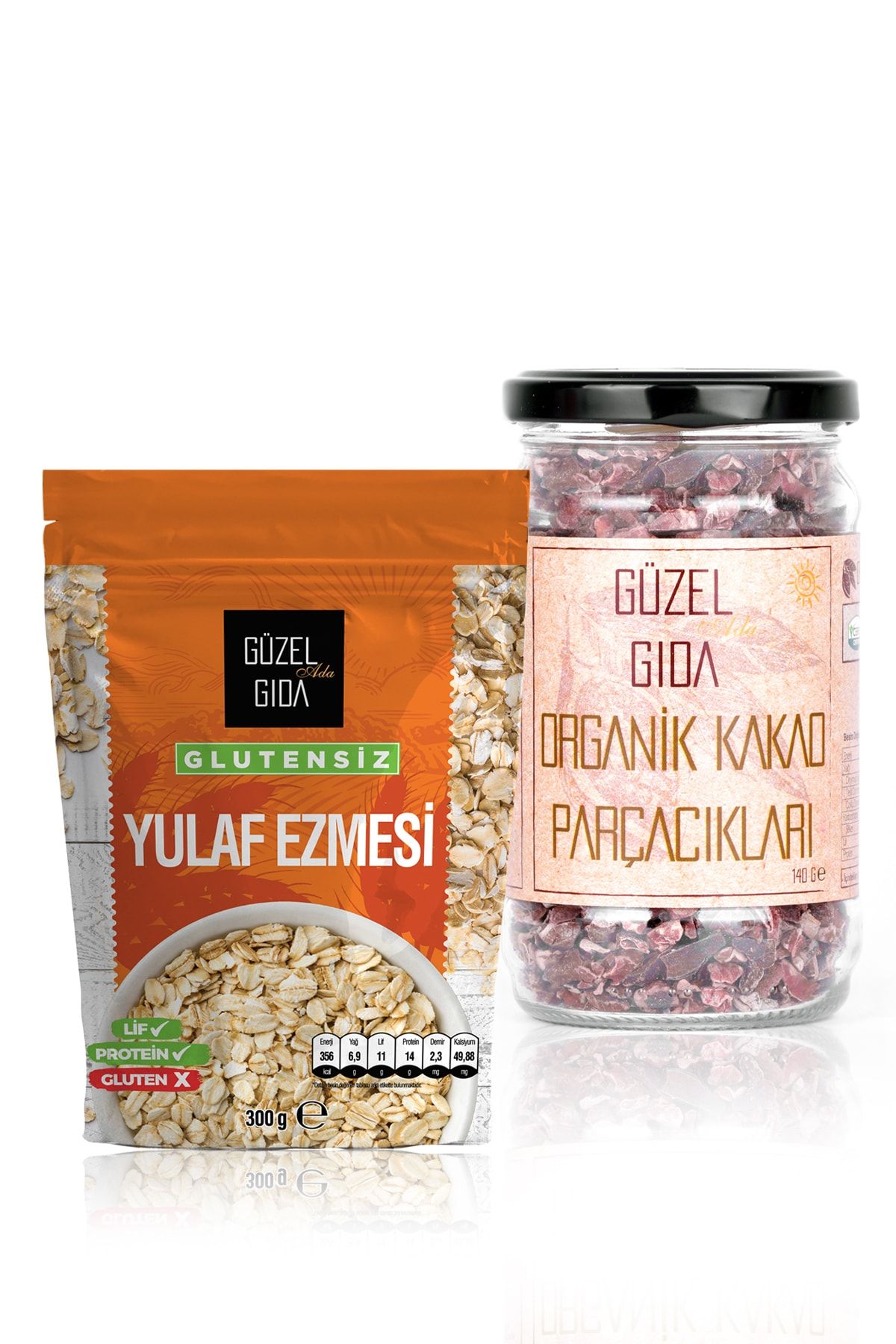 Güzel Ada Gıda Glutensiz Yulaf Ezmesi 300 G + Organik Glutensiz Ham Kakao Parçacıkları 140 G (menşei:peru)