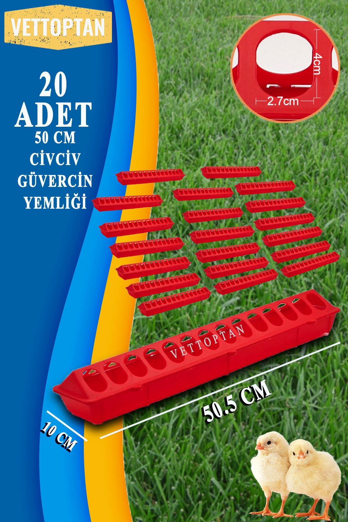 SHAVER Güvercin Civciv 20 Adet Yemlik Gezen Kahverengi Yumurtacı Tavuk Yemliği 50 cm Süs Horozu Tavuğu