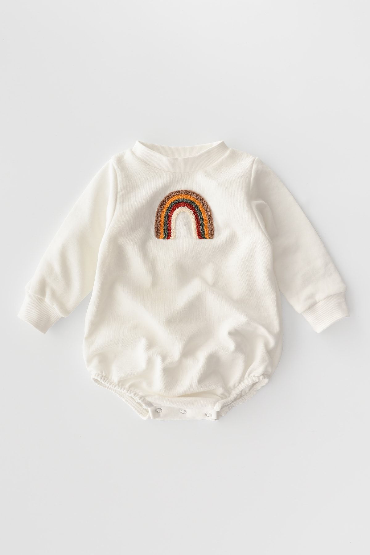 Banamio Unisex Bebek Çocuk Gökkuşağı Punch Nakış Detaylı Pamuklu Romper Tulum