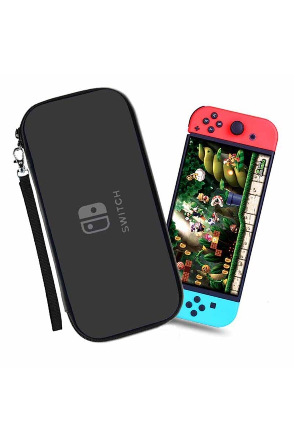 POPKONSOL Nintendo Switch Hard Case Kılıf Switch Taşıma Çantası Oyun Bölmeli Darbe Emici Su Geçirmez Black