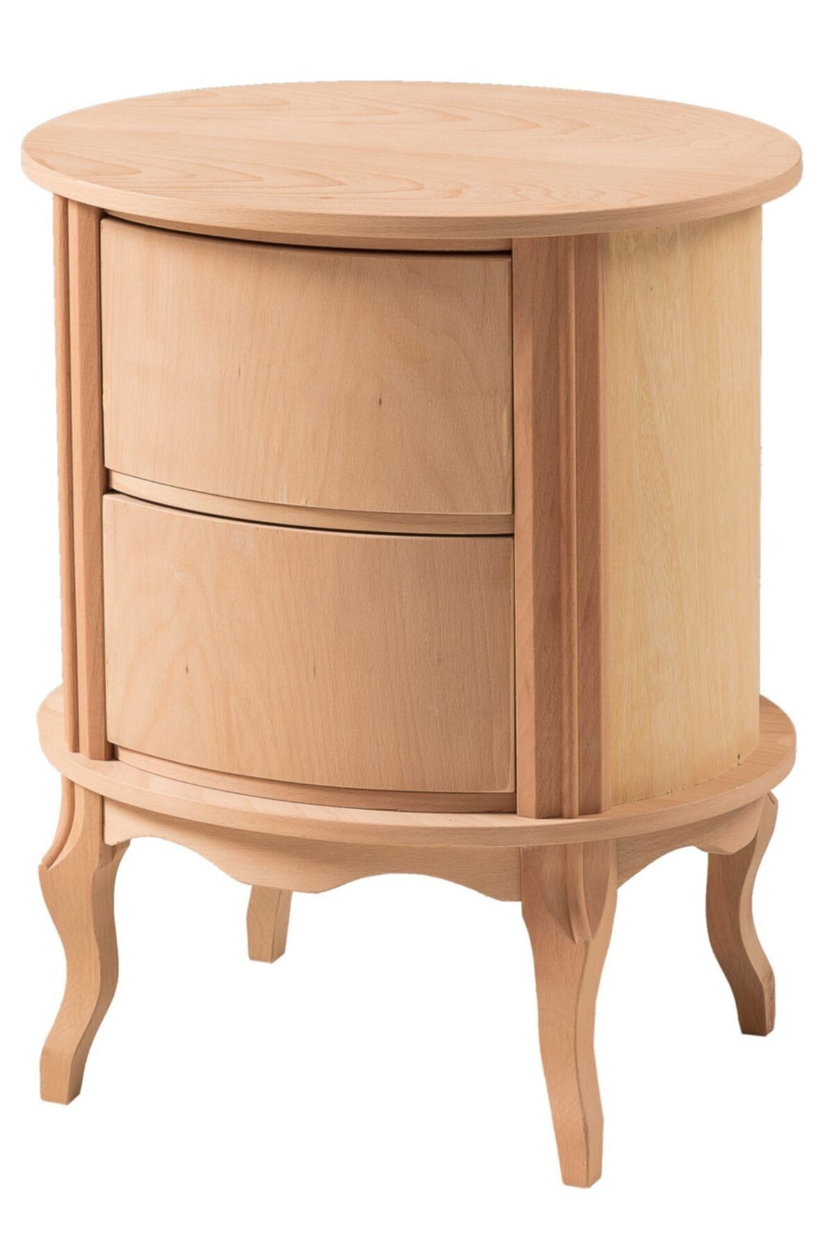 Geppetto Home Oval Komodin Cilasız Ham Ahşap