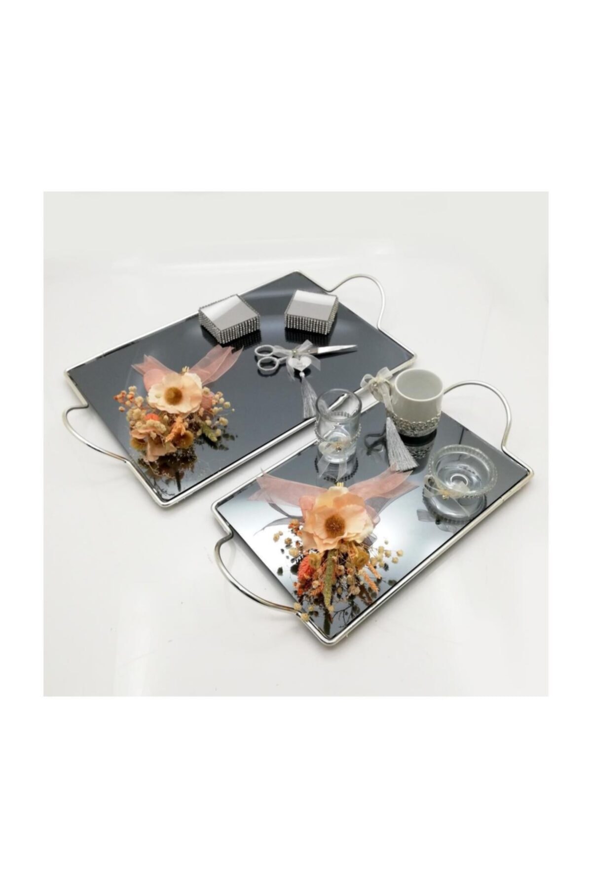 Lora Davet Söz Nişan Yüzük Ve Damat Fincanı Kahve Tepsisi Takım Gümüş 54497
