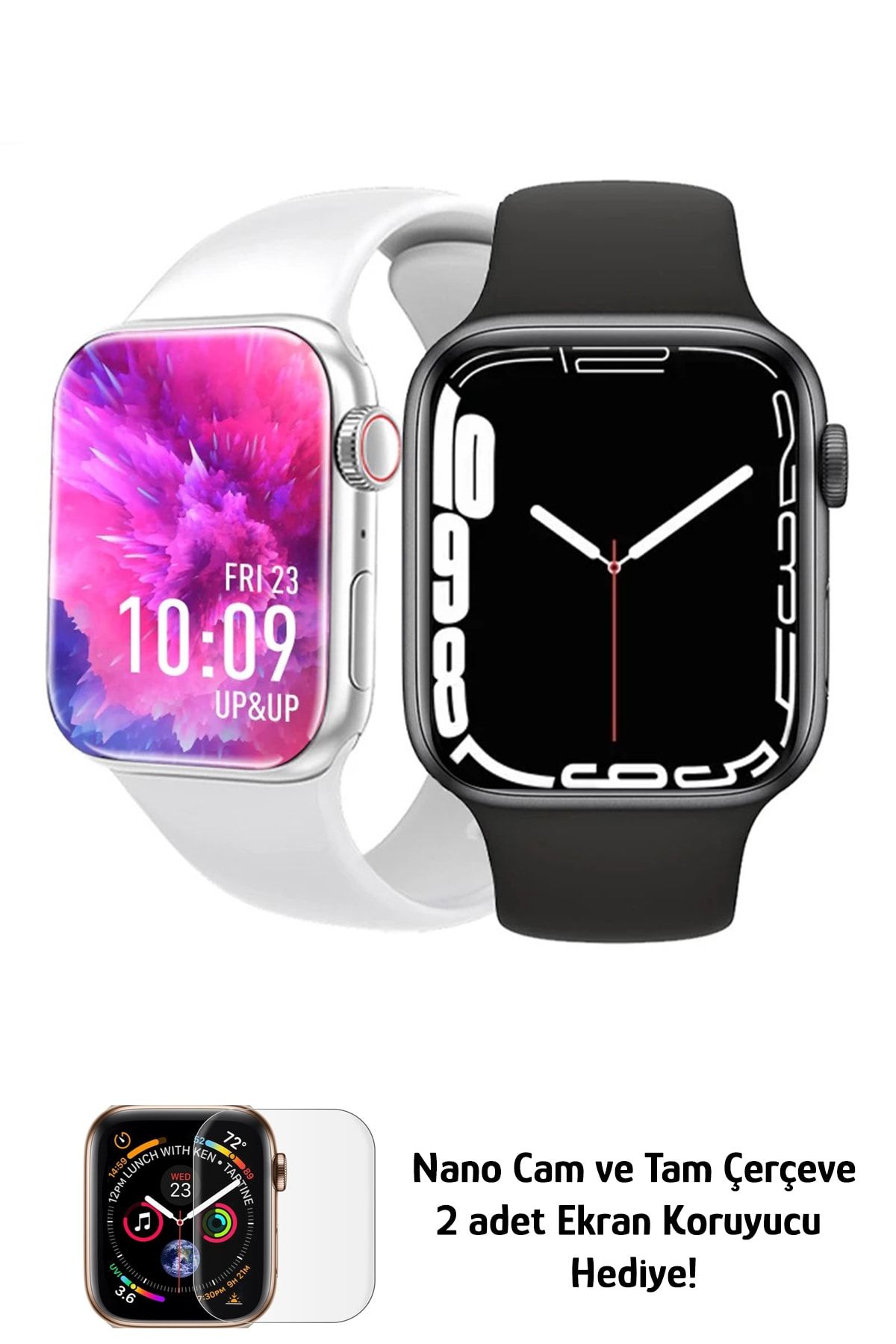 ShinyWATCH Watch 7 Pro Akıllı Saat Çift Tuş Aktif Siyah Renk