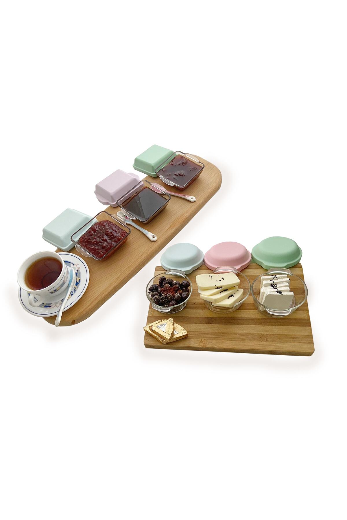 Glassycook , Kapaklı Cam Saklama Kabı, Cam Kahvaltılık, 6 Adet 3 Yuvarlak 3 Kare