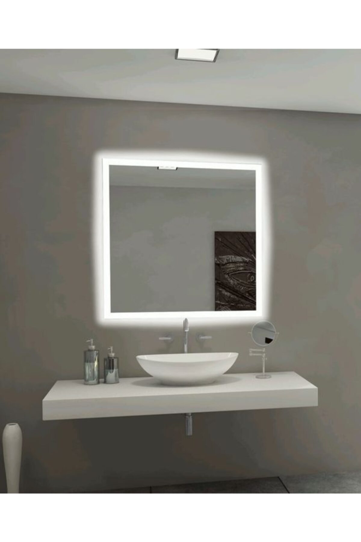 Aypars Atlye Banyo,lavabo Aynası 80x80 Cm Dokunmatik Ledli 4 Mm Flotal Ayna