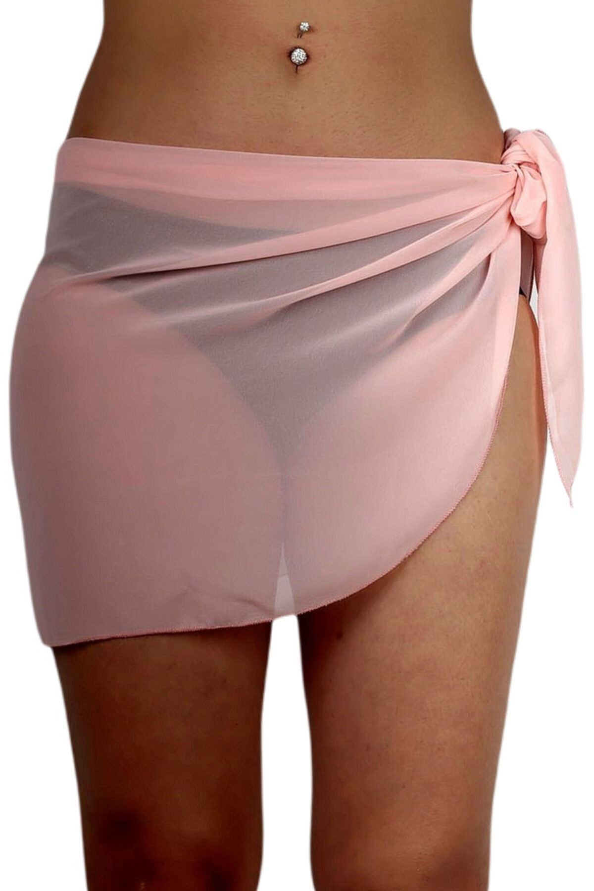 Pembe Deniz Kısa Bağlamalı Yavruağzı Etek Pareo