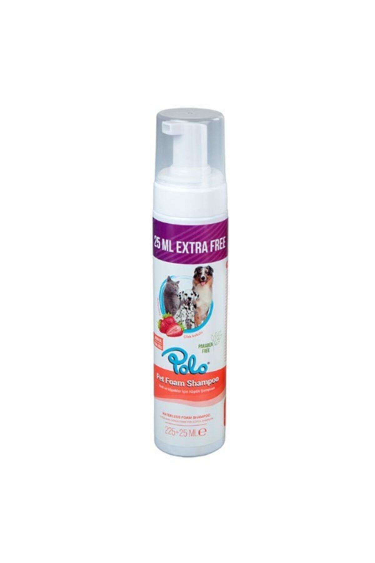 Polo Durulanmayan Çilek Kokulu Kedi & Köpek Köpük Şampuanı 225+25 Ml