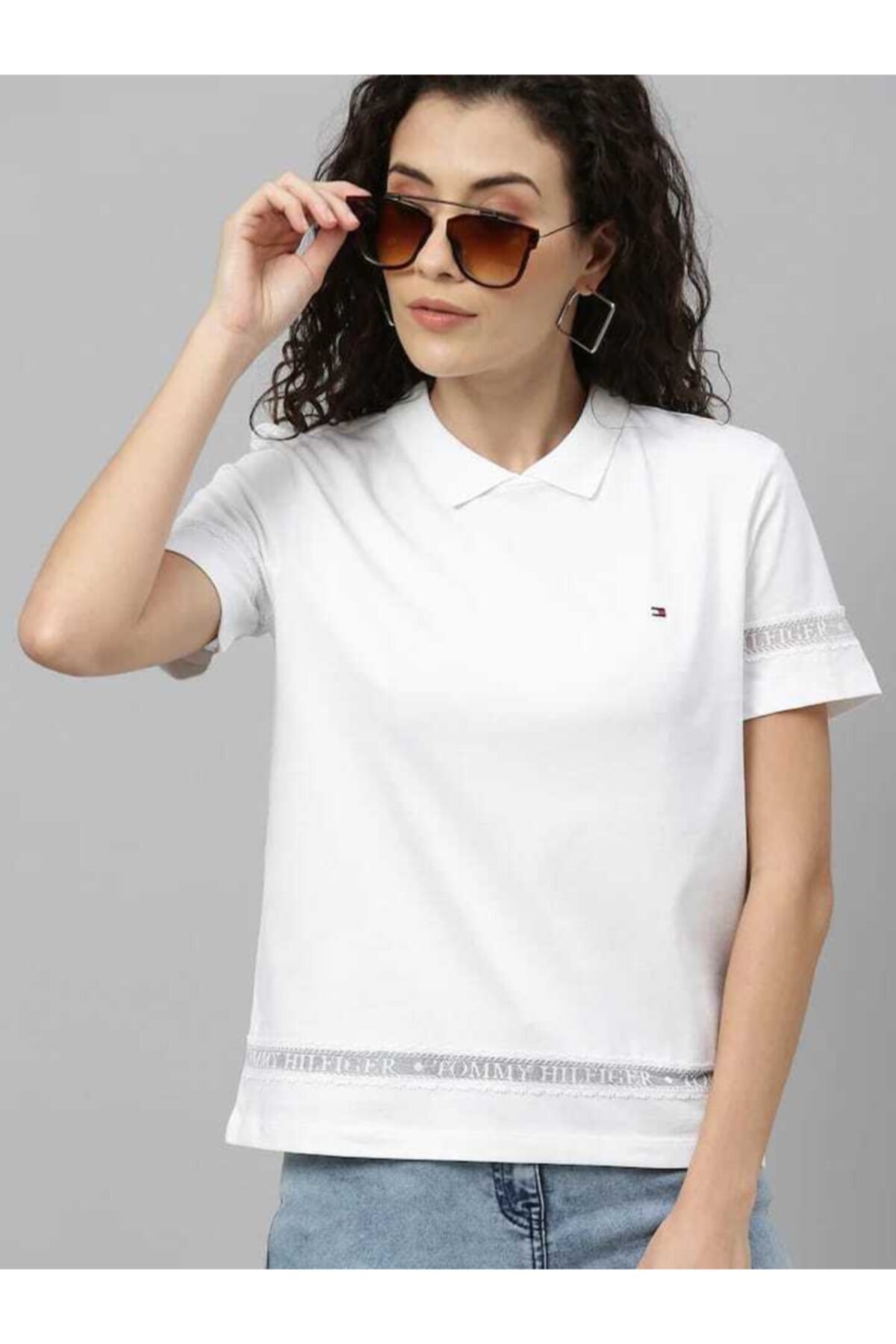 Tommy Hilfiger Dantel Detaylı Polo Yaka Tshirt