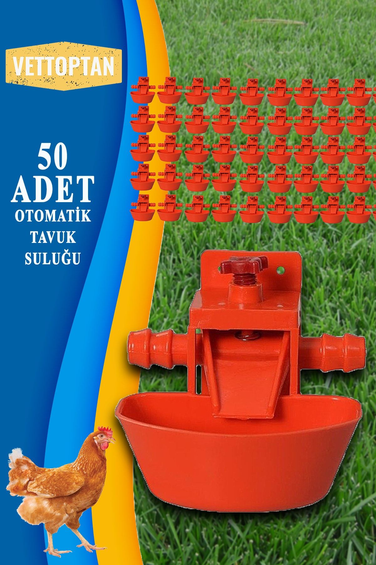 SHAVER 50 Adet Otomatik Akıllı Tavuk Civciv Suluğu Güvercin Suluk Mavi Kahrengi Yumurta Yumurtacı Gezen