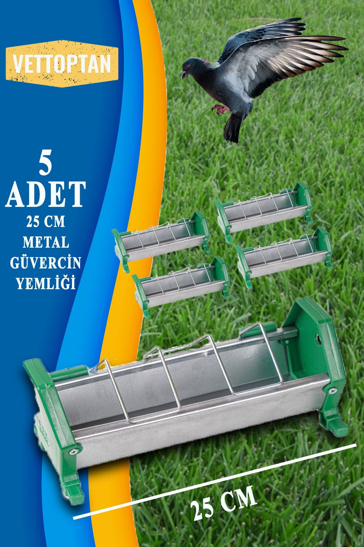 SHAVER Güvercin 5 Adet Yemlik Metal 25 Cm Yemliği Civciv Posta Şebap Taklacı Hünkari Süs Güvercini Kuş