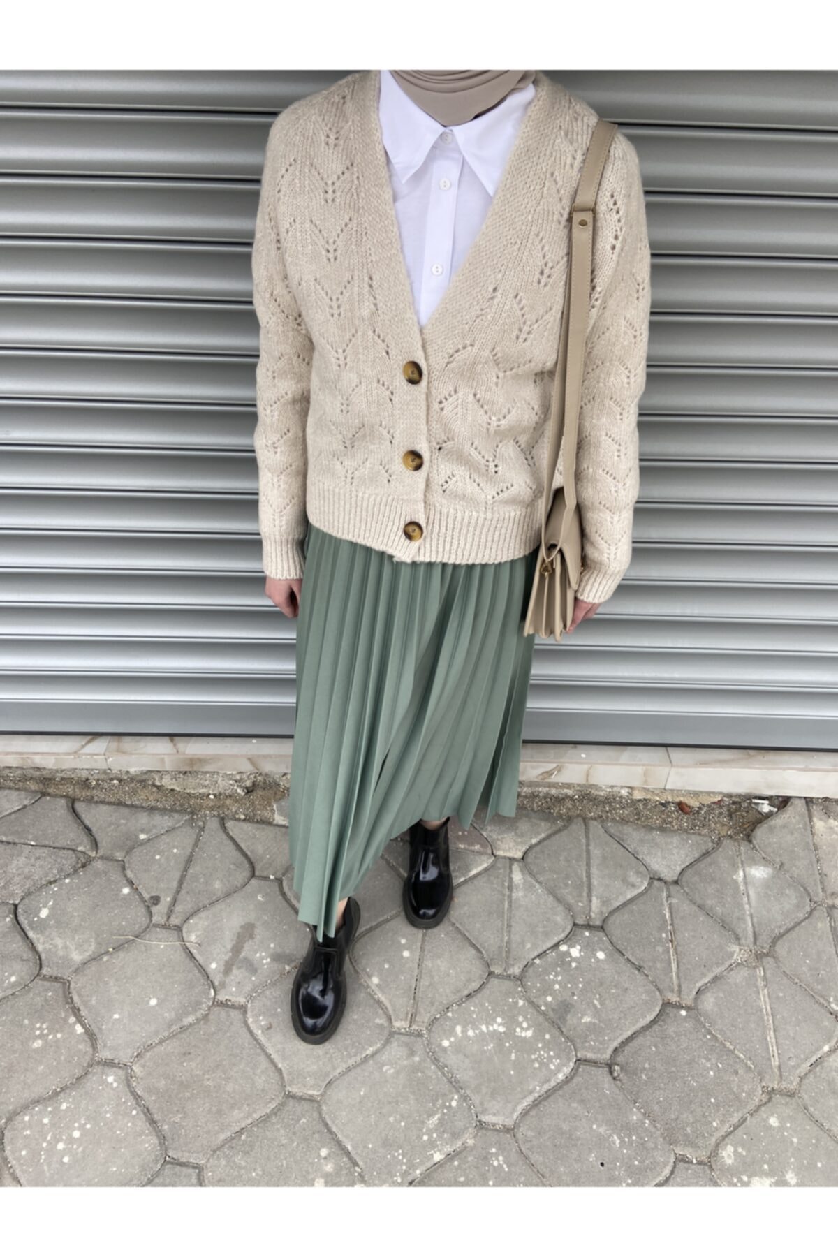 enatölye Hakiki Deri Görünümlü Etek