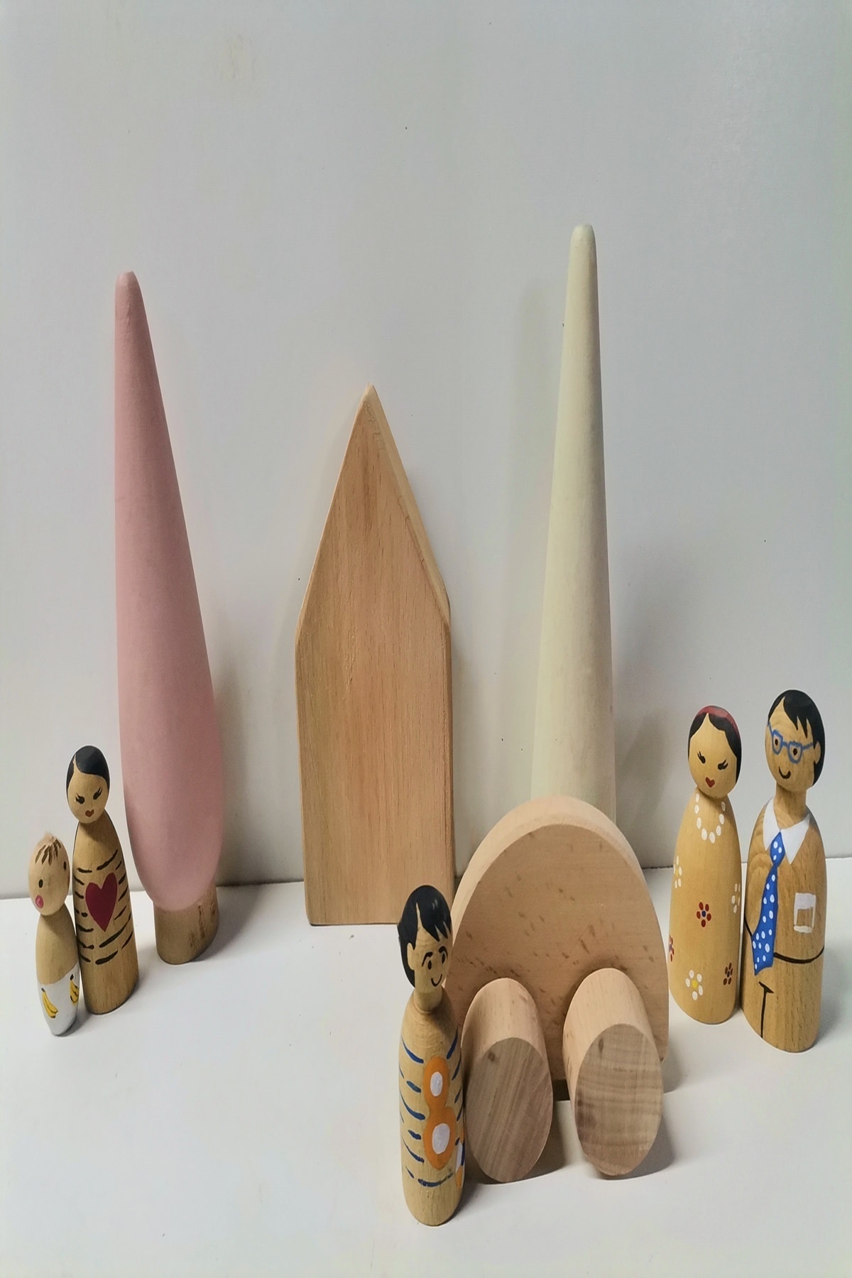 SWEEDY Aile Ağaç Ev Ve Araba Waldorf Ahşap Oyun Seti -montessori