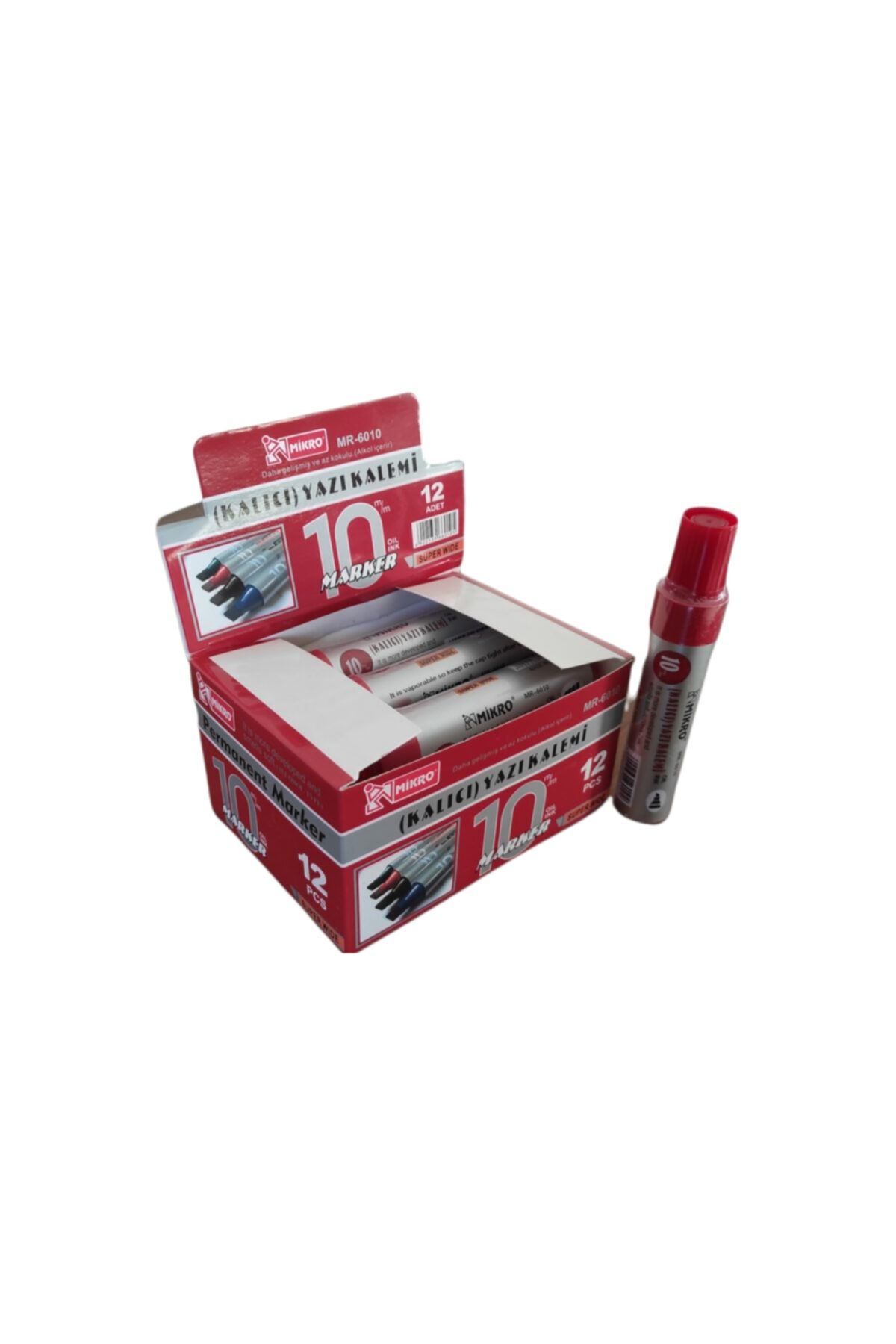 Mikro Mr-6010 12'li Kırmızı Jumbo Permanent Marker Kalem 10 Mm