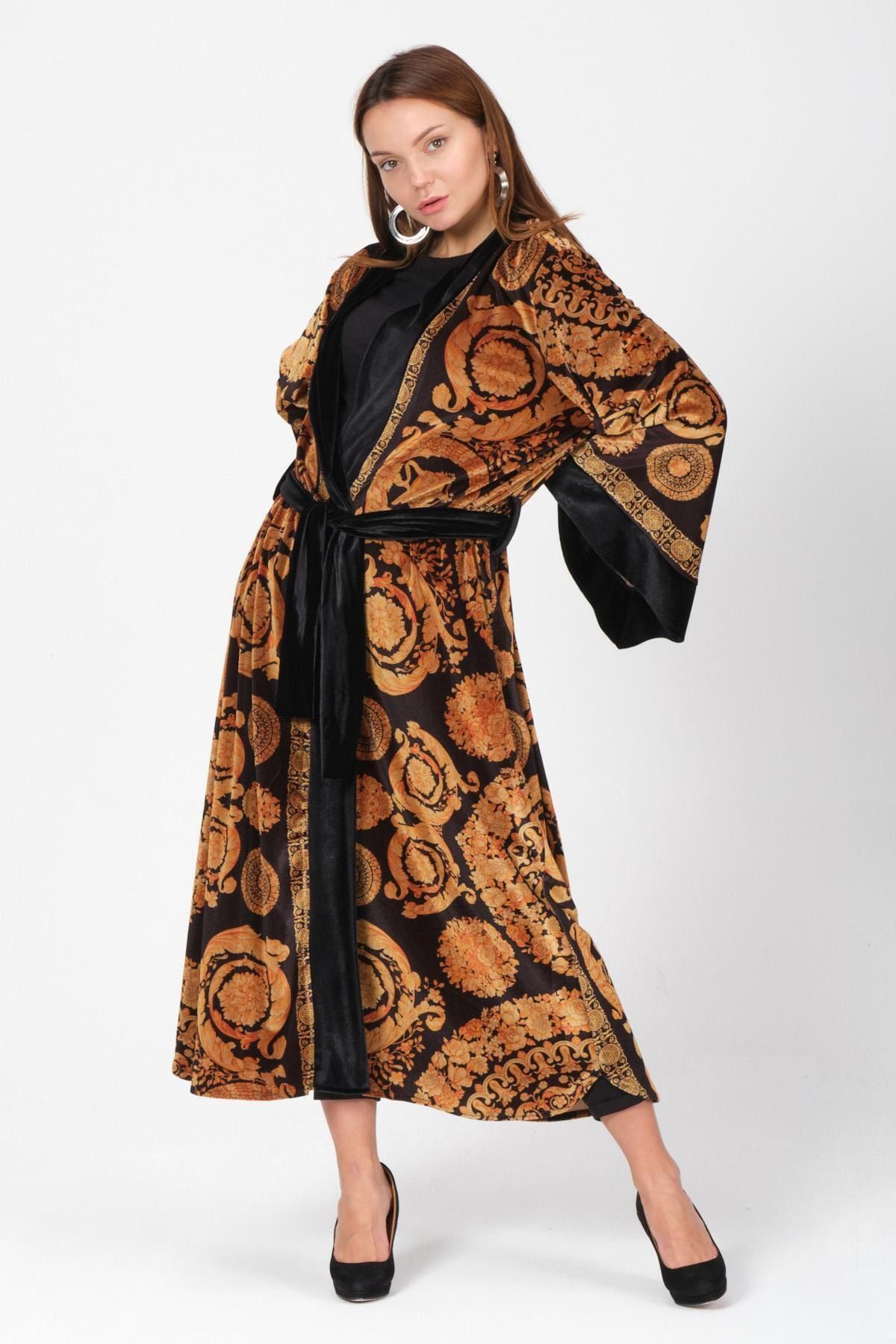 GALERİ TUNÇ Abiye Kadife Kimono & Kaftan Gtkak010