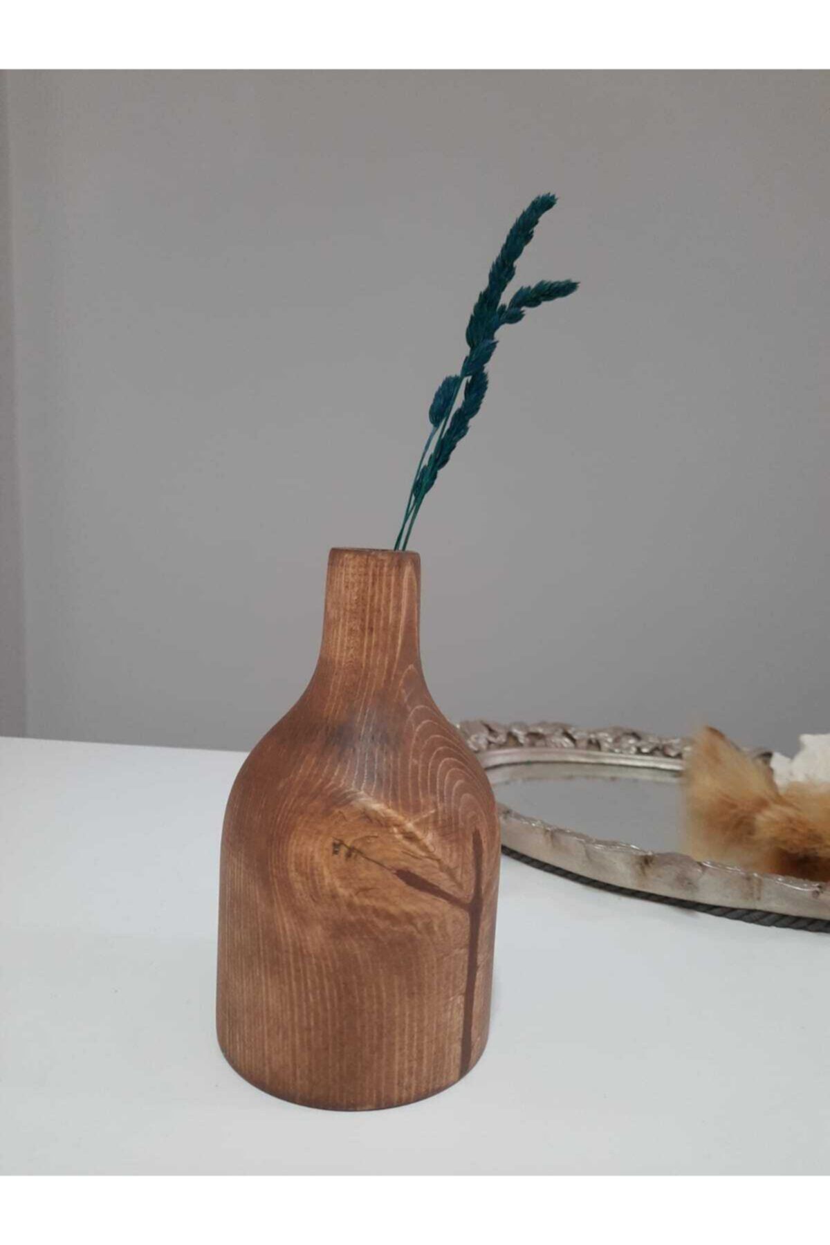 by wood concept Küçük Boy Ahşap Dekoratif Vazo Ev Hediyesi Vazo