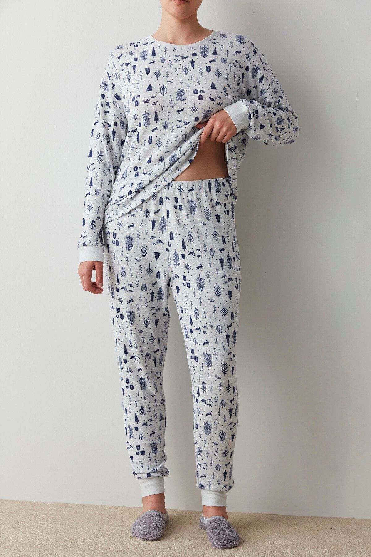 Penti Açık Gri Winter Printed Pijama Altı