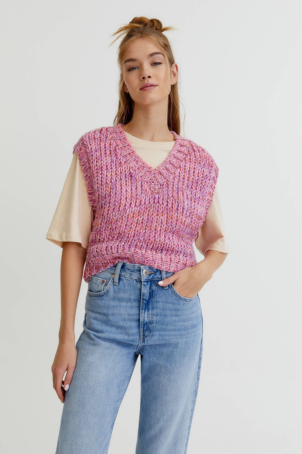 Pull & Bear Crop Fit Kalın Örgü Süveter