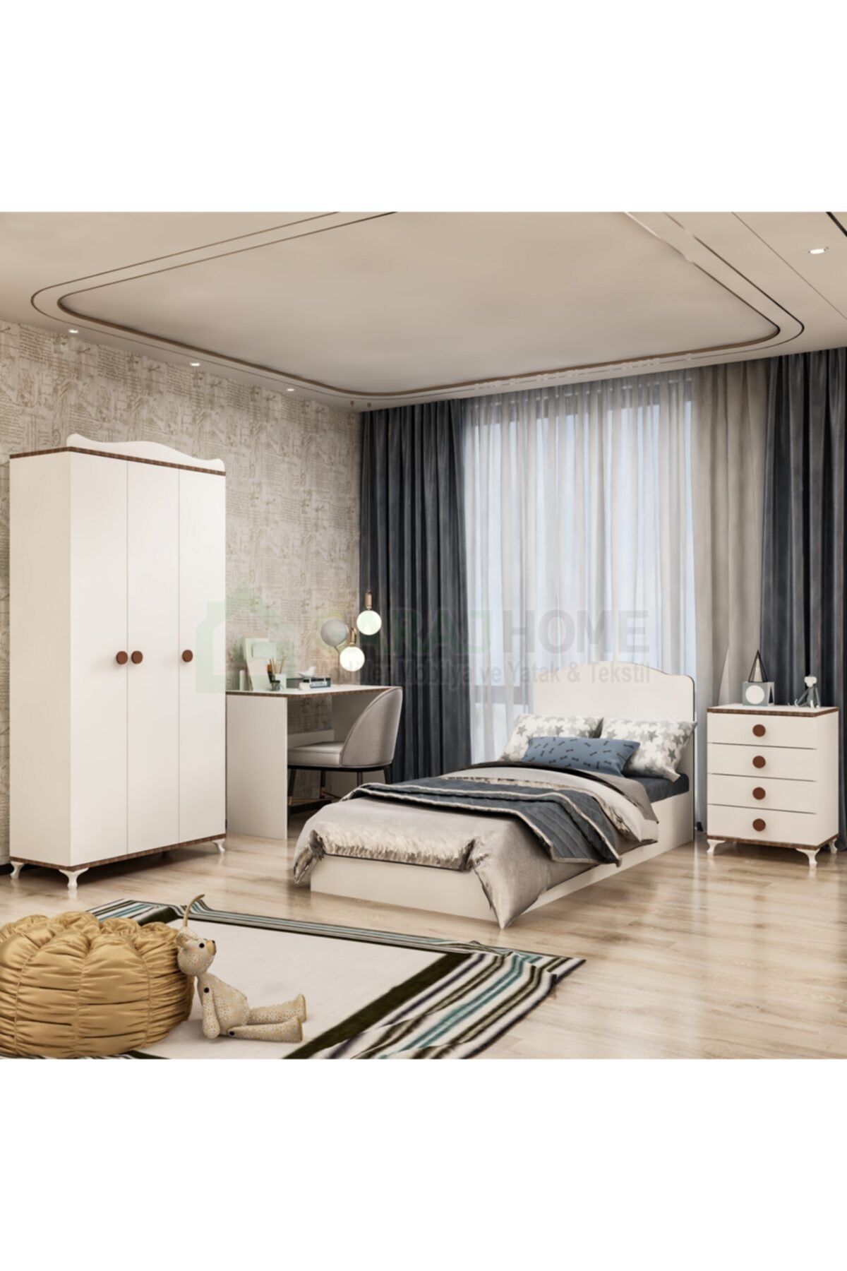 Garaj Home Elit Genç Odası Takımı Sümela- Şifonyer. 3lü Dolap .karyola. Çalışma Masası