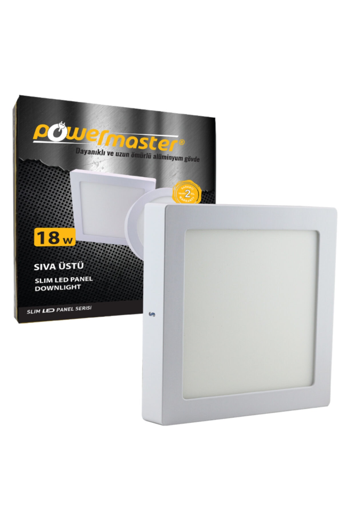 Powermaster 18 Watt Sıva Üstü 6500k Beyaz Kare 22.5 cm Slım Led-eco Spot Panel