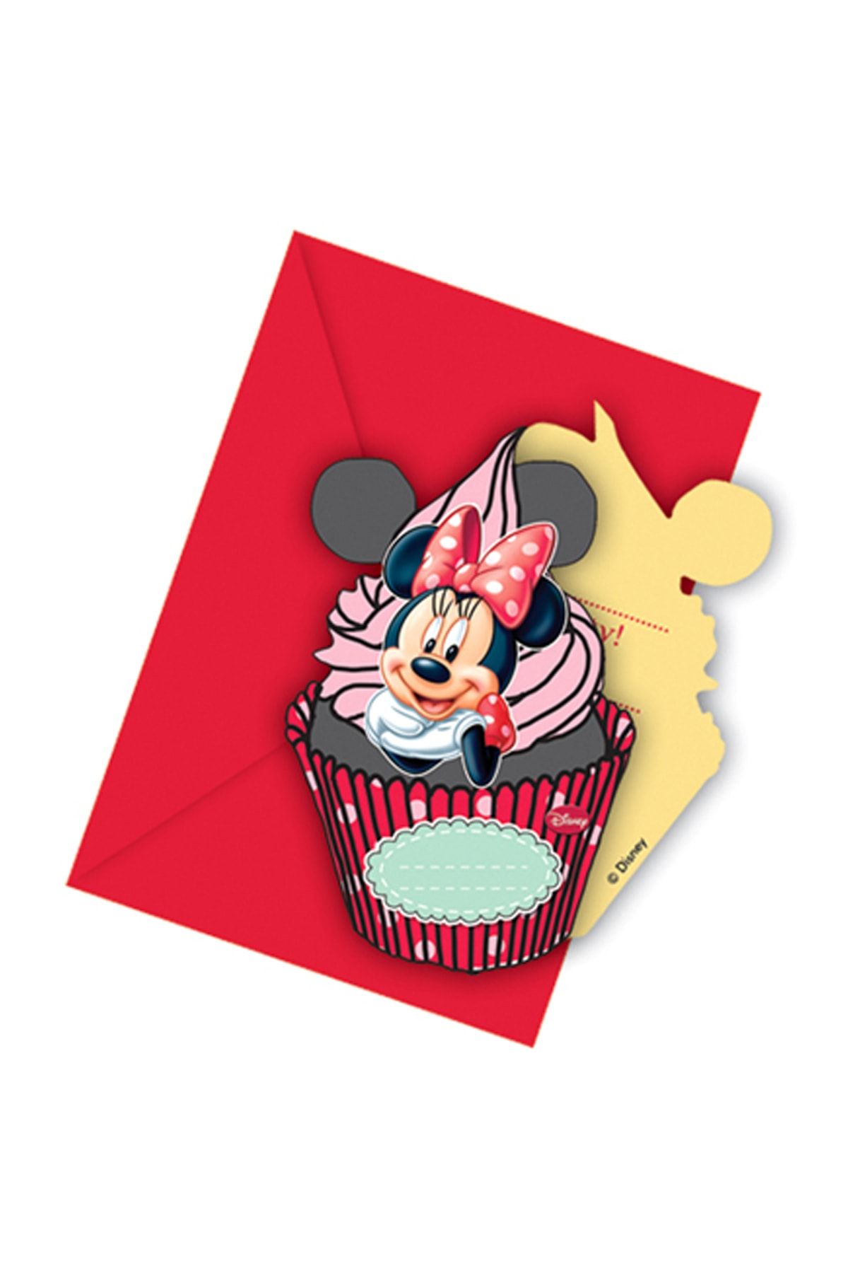 Parti dolabı 6'lı Minnie Mouse Baskılı Doğum Günü Partisi Davetiye ve Zarfı