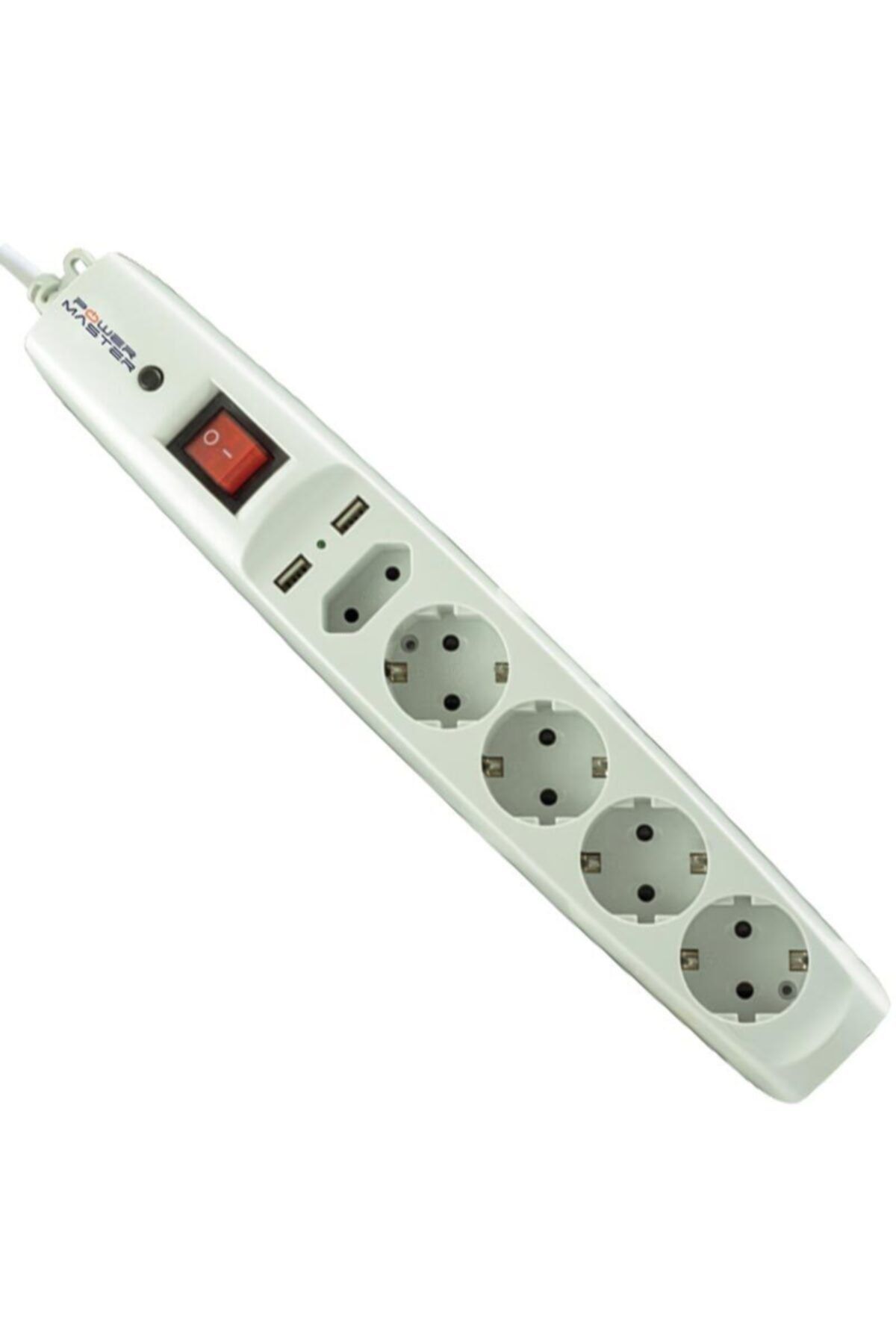 Powermaster Pm-17594 Çift Usbli 4lü 2 Metre Kablolu Anahtarlı Akım Korumalı Priz (16a-3500w)