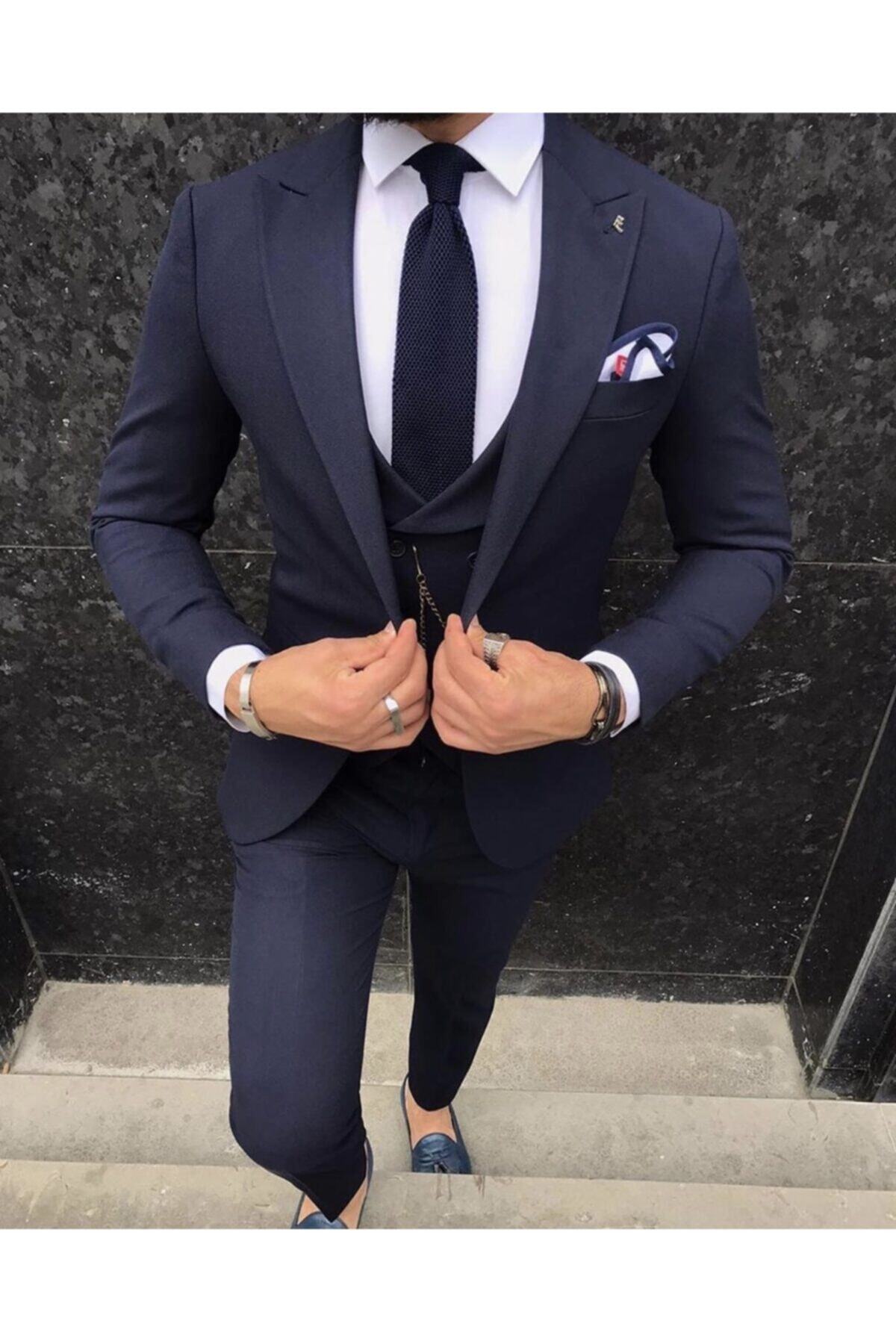 Kaan Alay Collection Slim Fit Yelekli Takım Elbise
