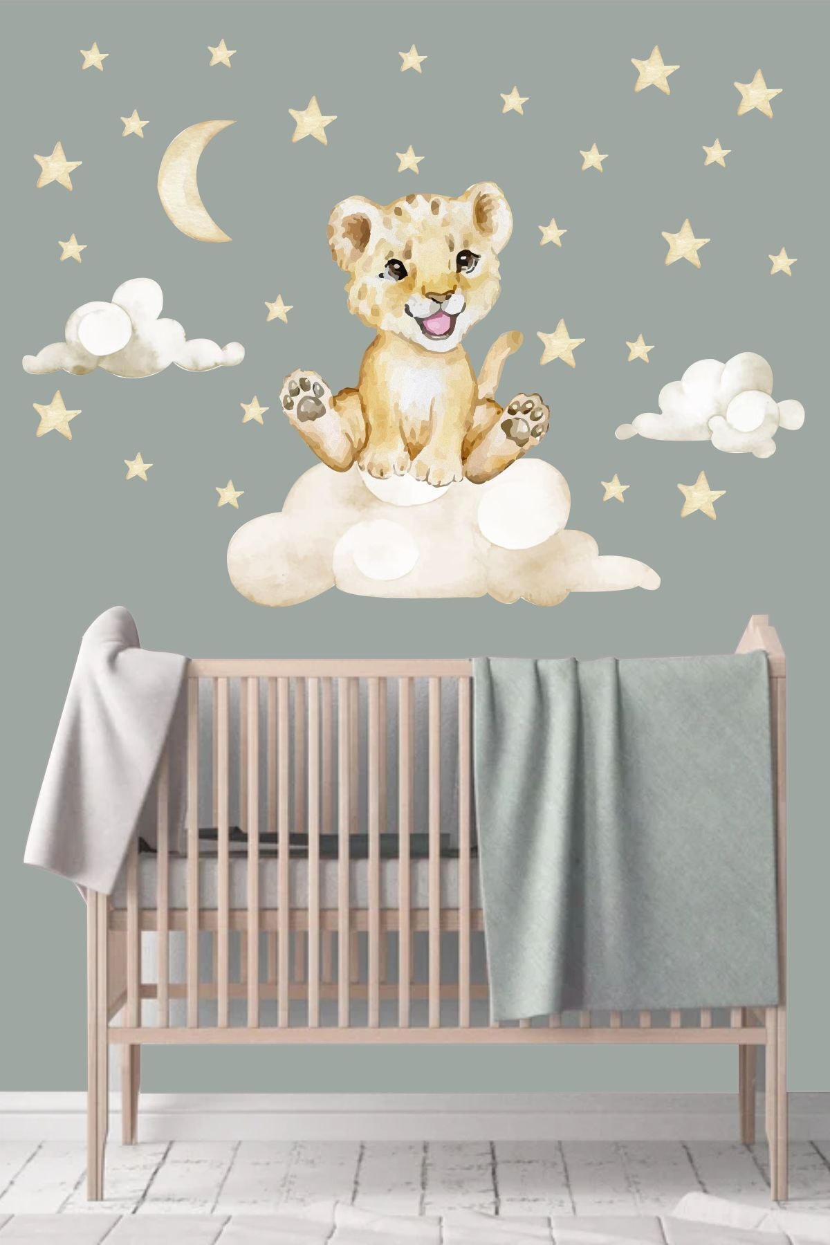 PİKSELİFE Sevimli Aslan Çocuk Odası Duvar Sticker