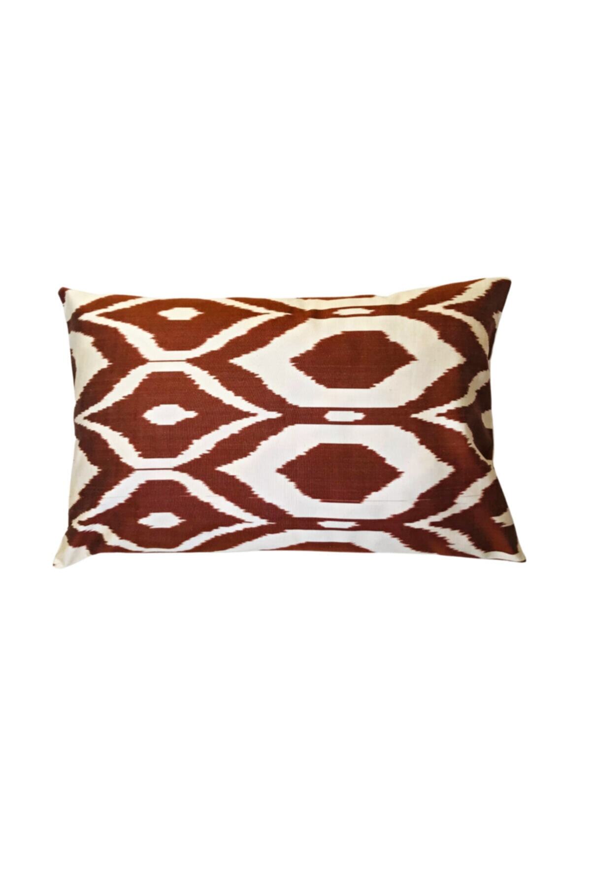 GRANDBAZAARPLUS Kahve Ipek Ikat Yastık Kılıfı 60x40
