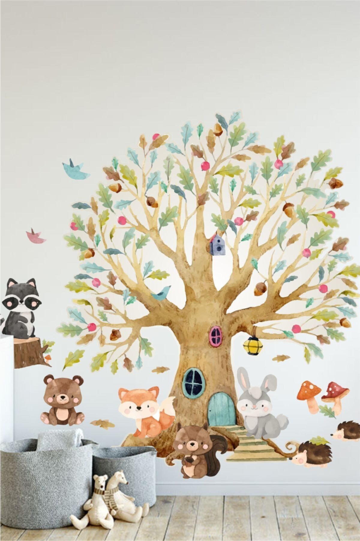 PİKSELİFE Sevimli Dosların Ağaç Evi Duvar Sticker