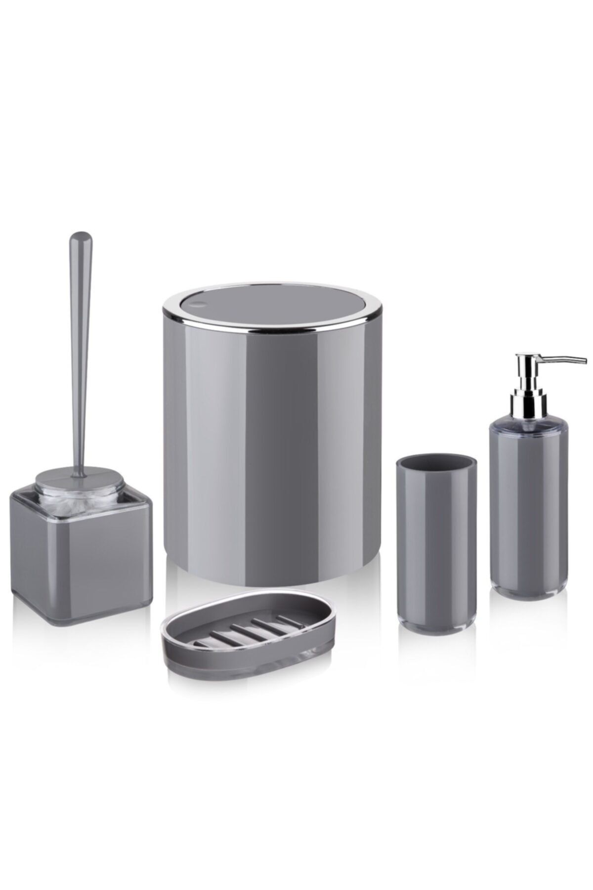 Housess Banyo Seti 5 Parça Çöp Kovalı Antrasit