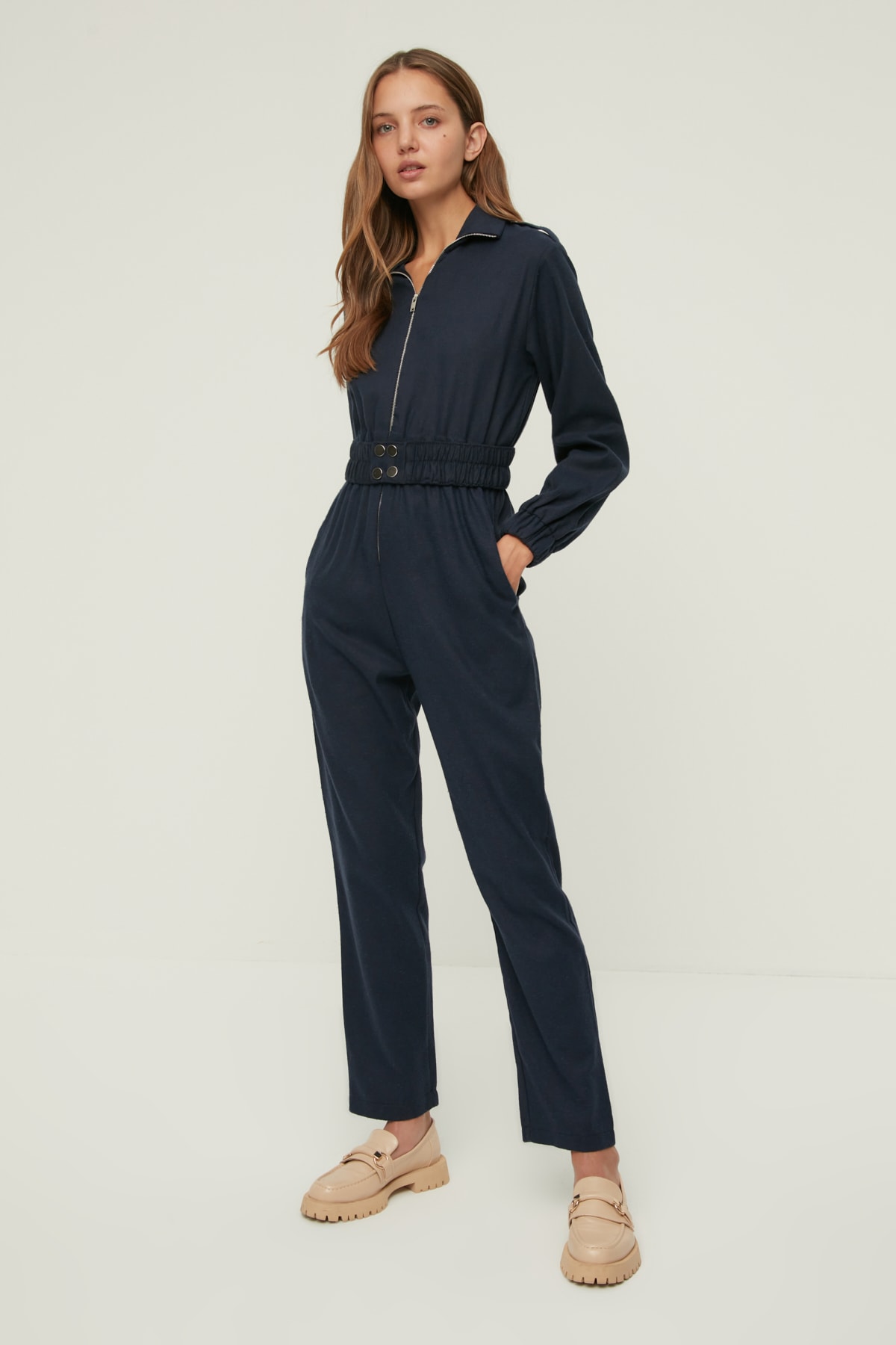 TRENDYOLMİLLA Lacivert Fermuarlı Tulum TWOAW22TU0288