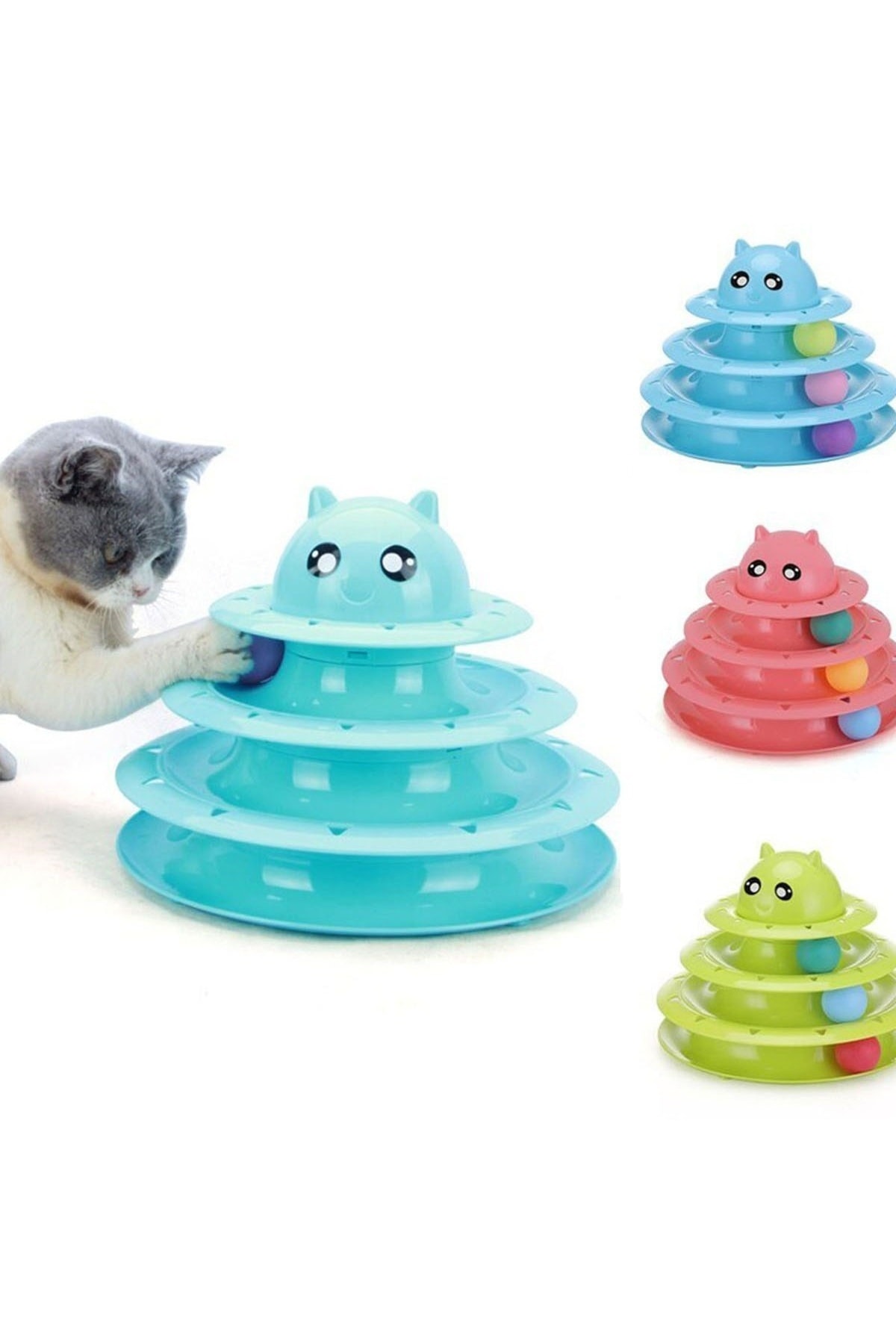 NO.8 HOUSE Tower Of Tracks Eğlenceli Üç Katlı Kedi Oyuncağı Seti Kedi Oyunu