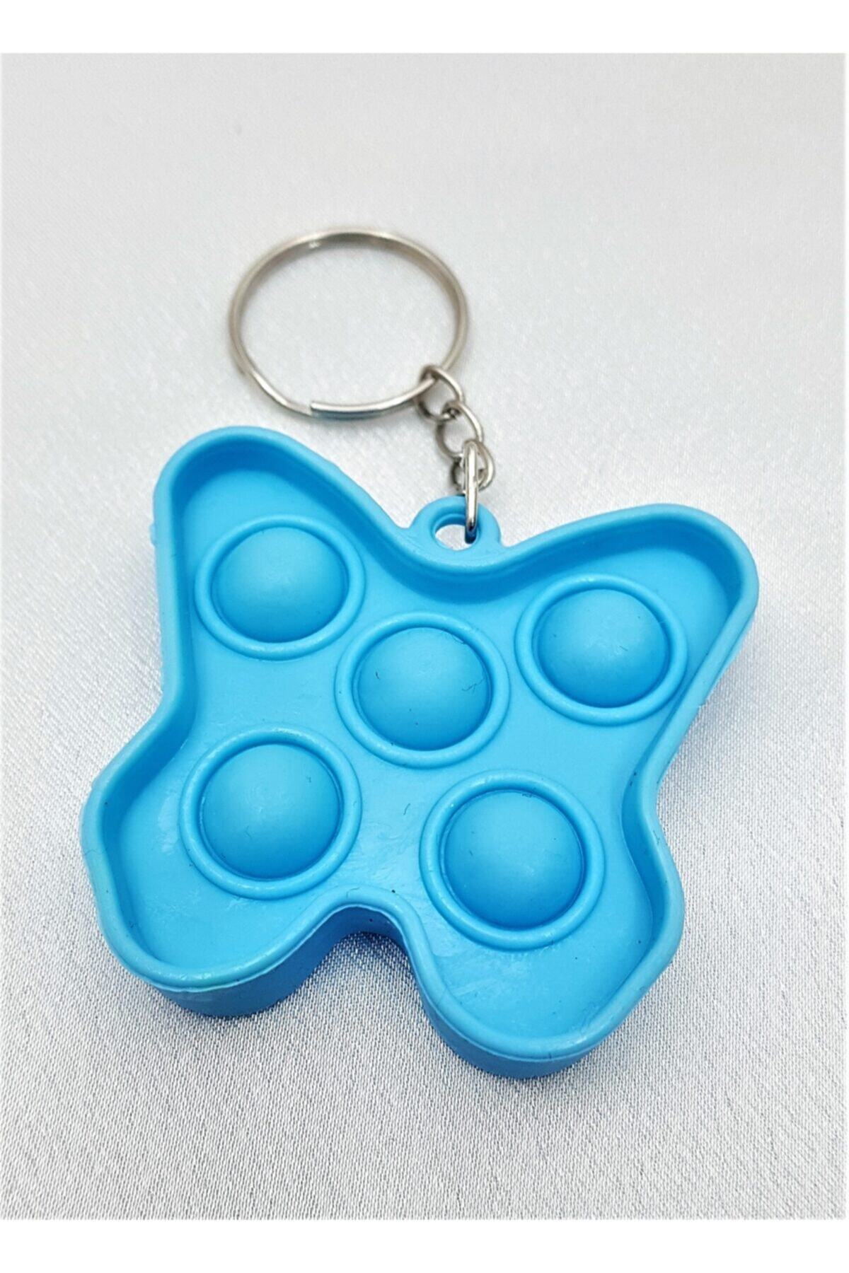 TÜKKAN ACCESSORİES Pop It Bubble Fidget Pop It Duyusal Stres Oyunu Kelebek Mavi Anahtarlık