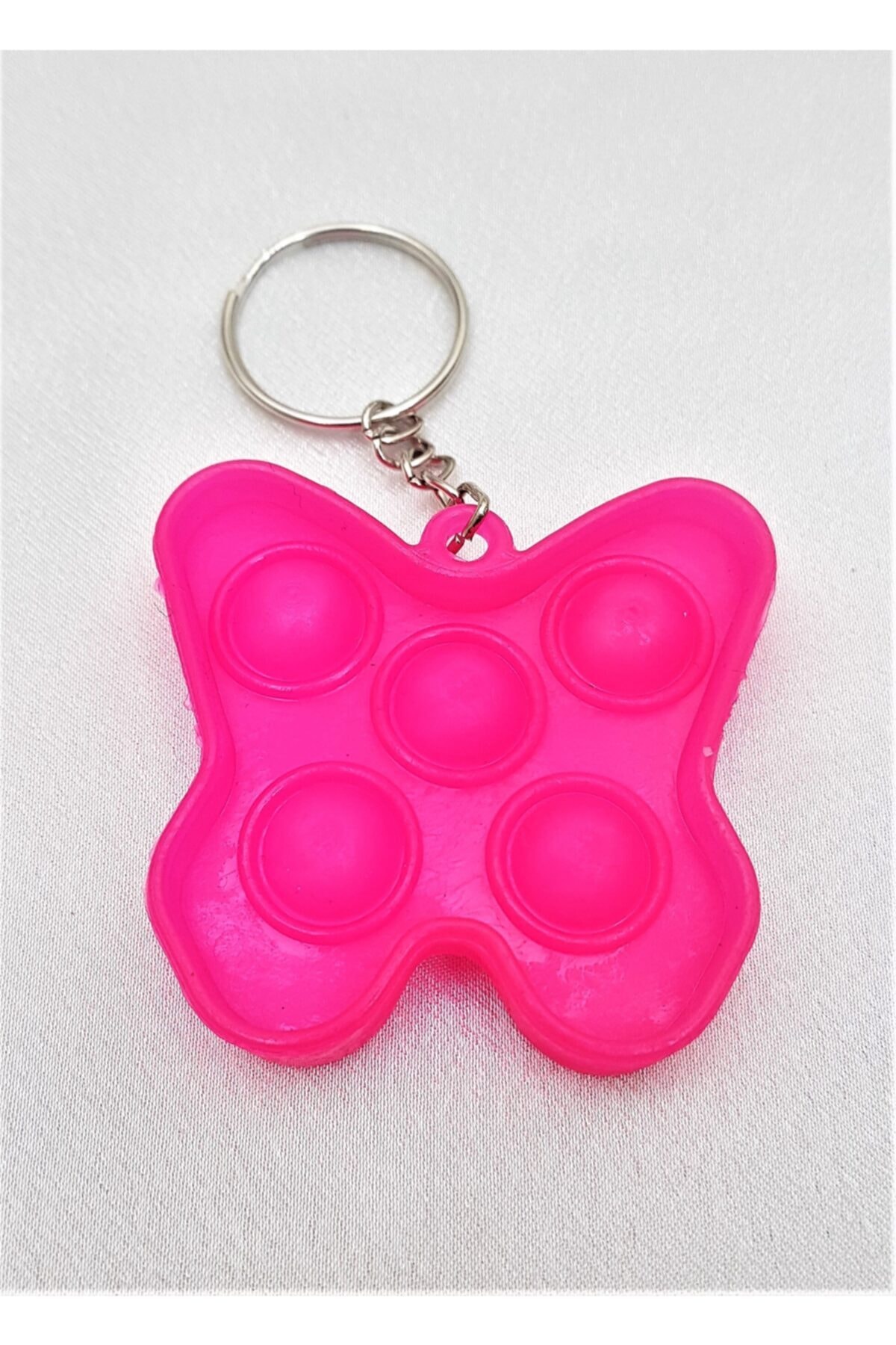 TÜKKAN ACCESSORİES Pop It Bubble Fidget Pop It Duyusal Stres Oyunu Kelebek Pembe Anahtarlık